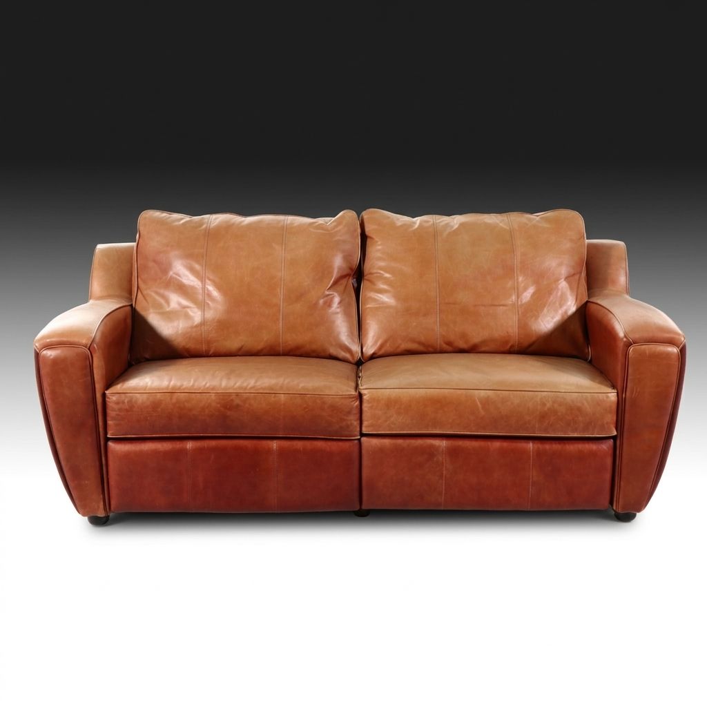 Dual Reclining Leather Loveseat, 21st Century