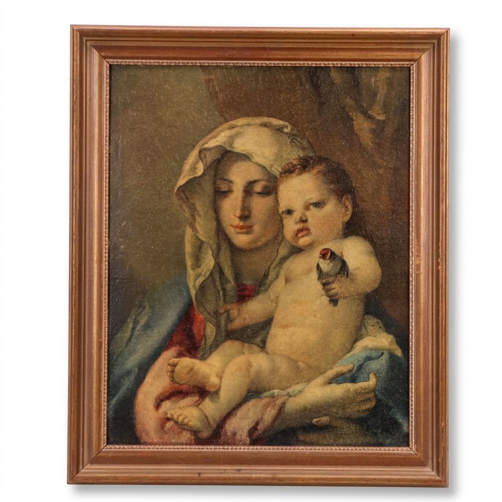 Embellished Gicleé After Giovanni Battista Tiepolo "Madonna of the Goldfinch"