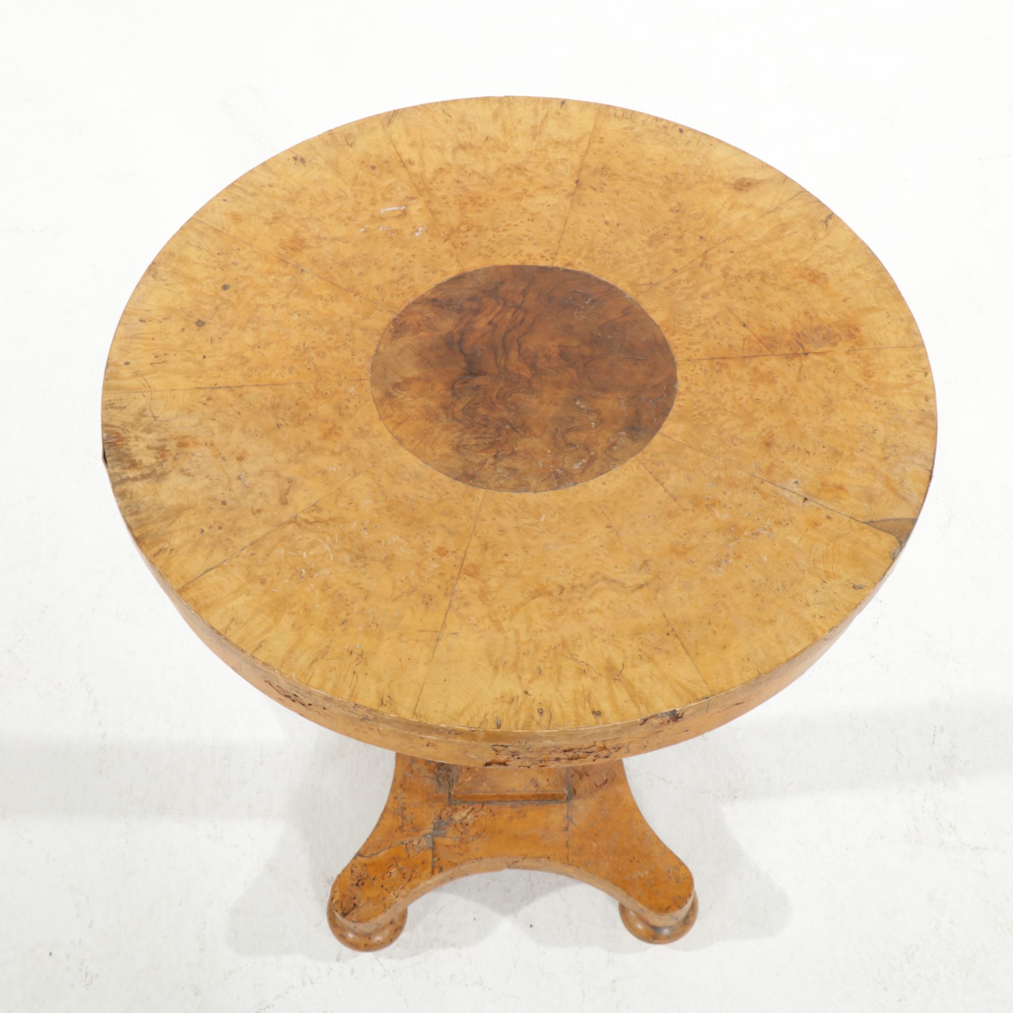 Biedermeier Burlwood Veneer Accent Table, Late 19th Century