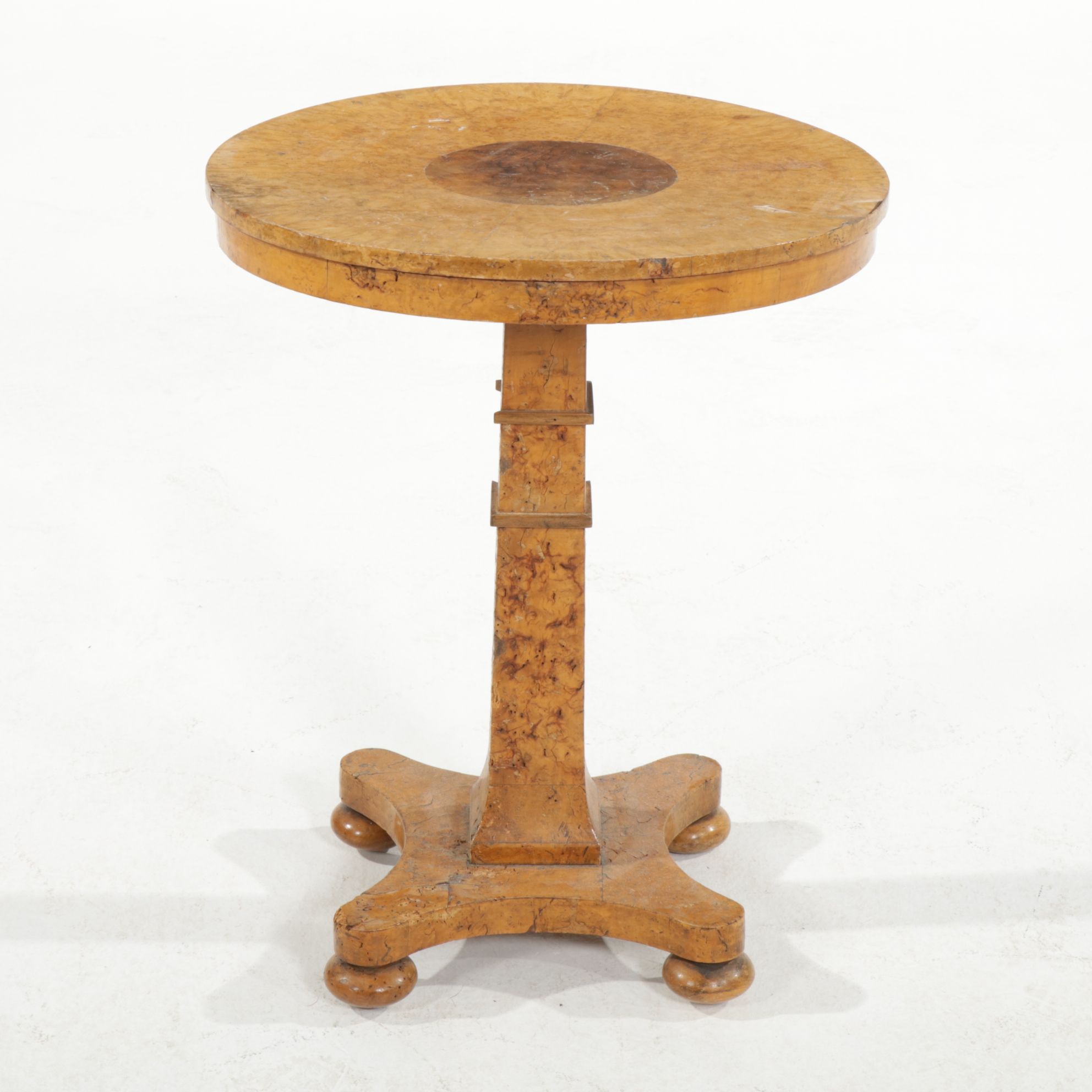 Biedermeier Burlwood Veneer Accent Table, Late 19th Century