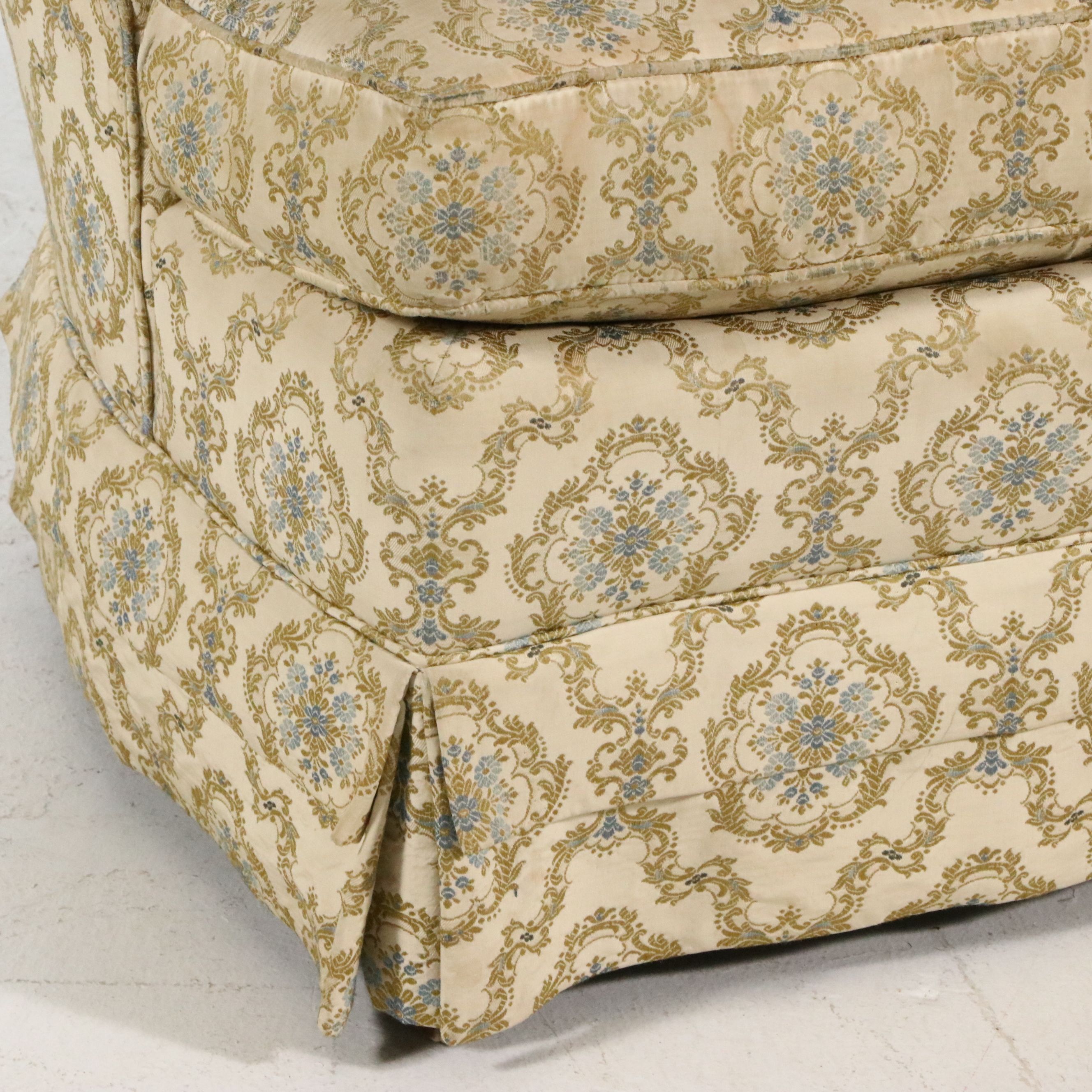 Pair of Henredon Damask Upholstered Slipper Chairs, Mid to Late 20th Century