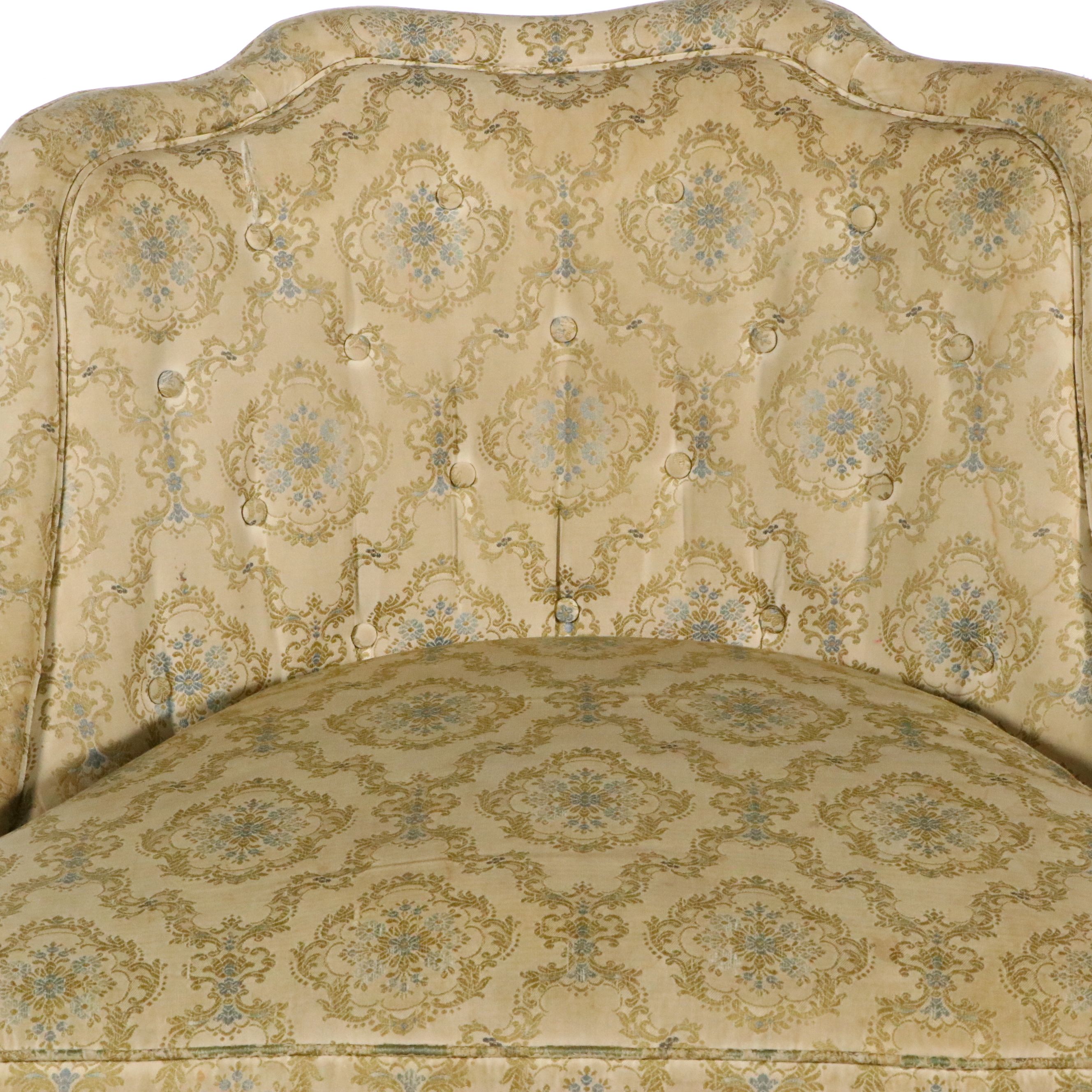 Pair of Henredon Damask Upholstered Slipper Chairs, Mid to Late 20th Century