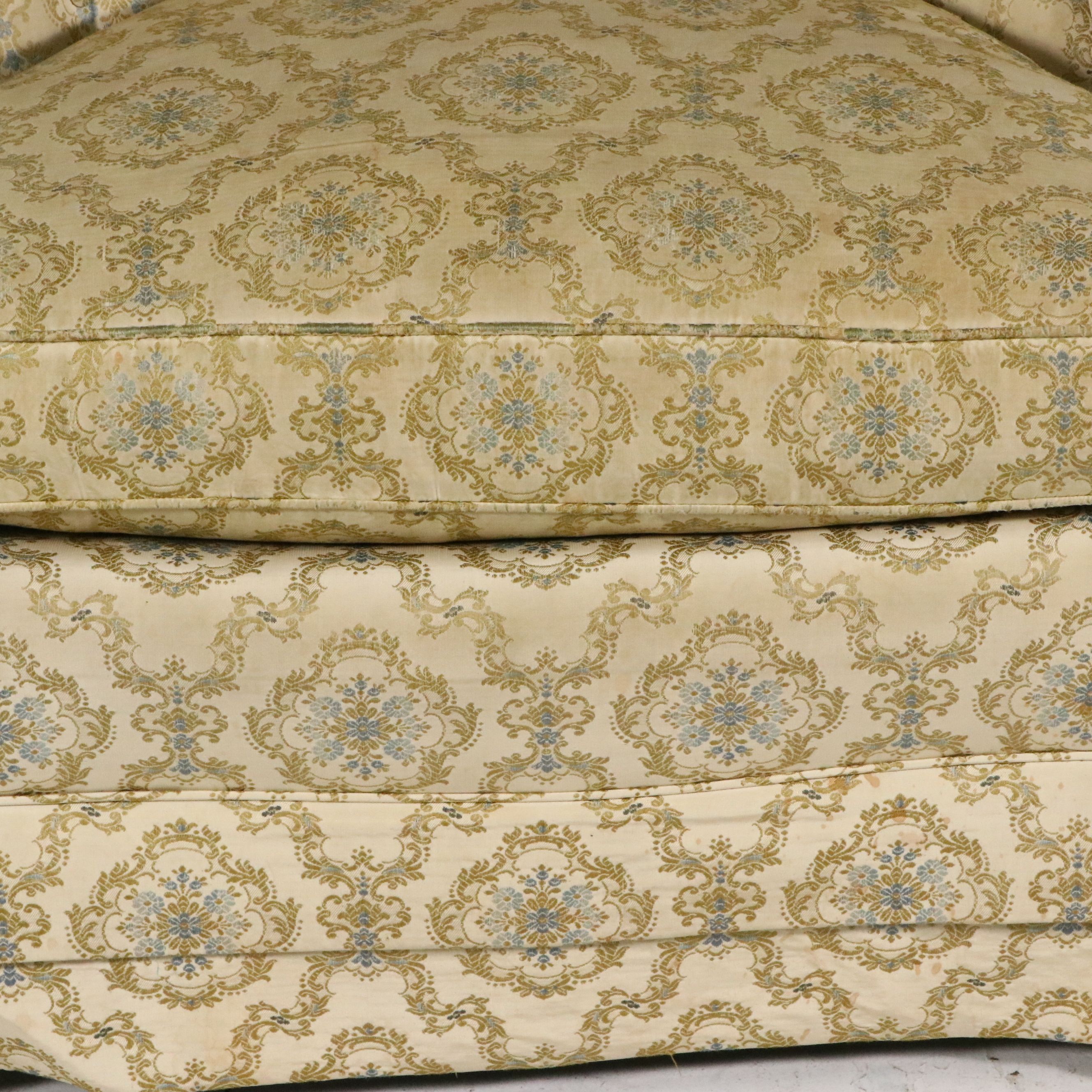 Pair of Henredon Damask Upholstered Slipper Chairs, Mid to Late 20th Century