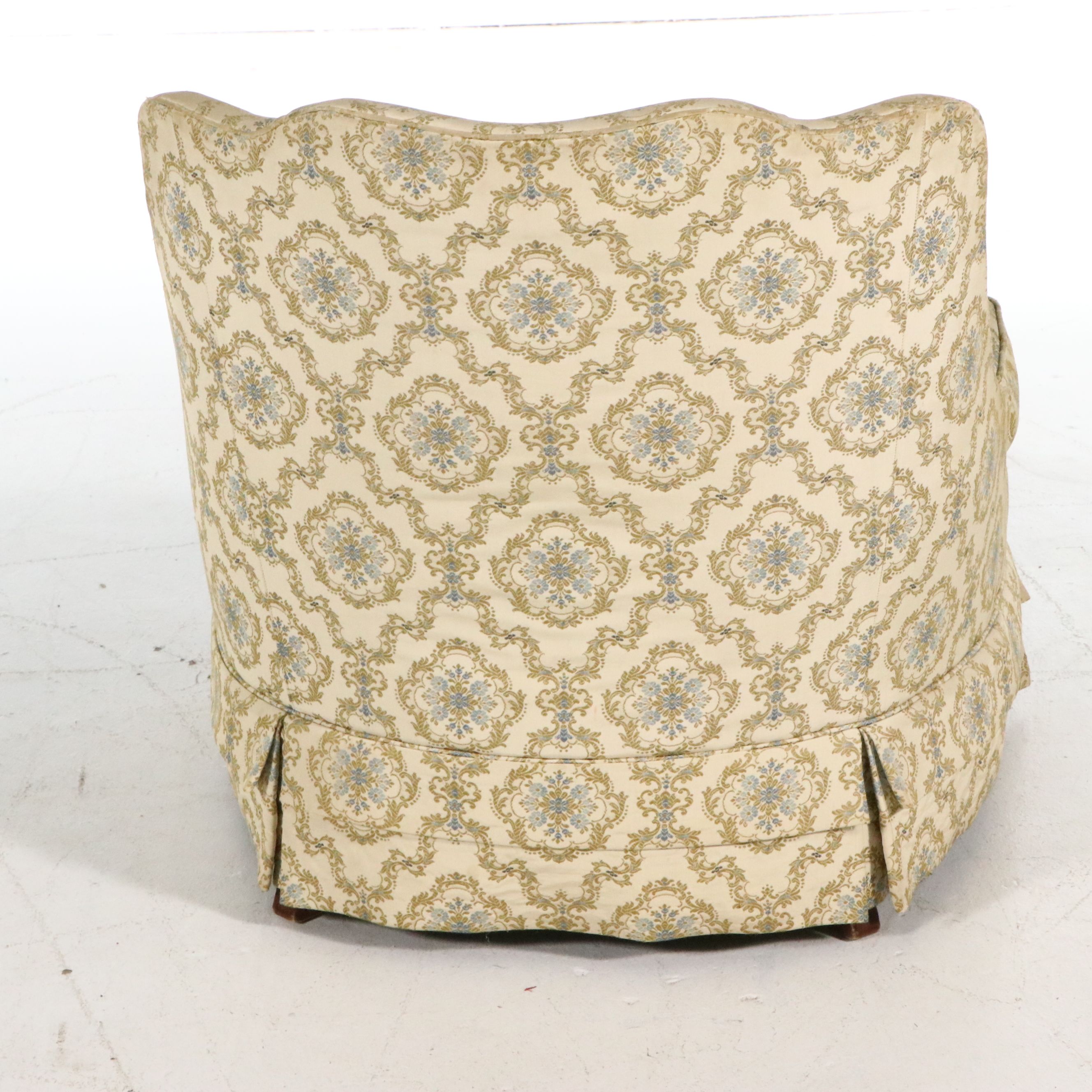 Pair of Henredon Damask Upholstered Slipper Chairs, Mid to Late 20th Century