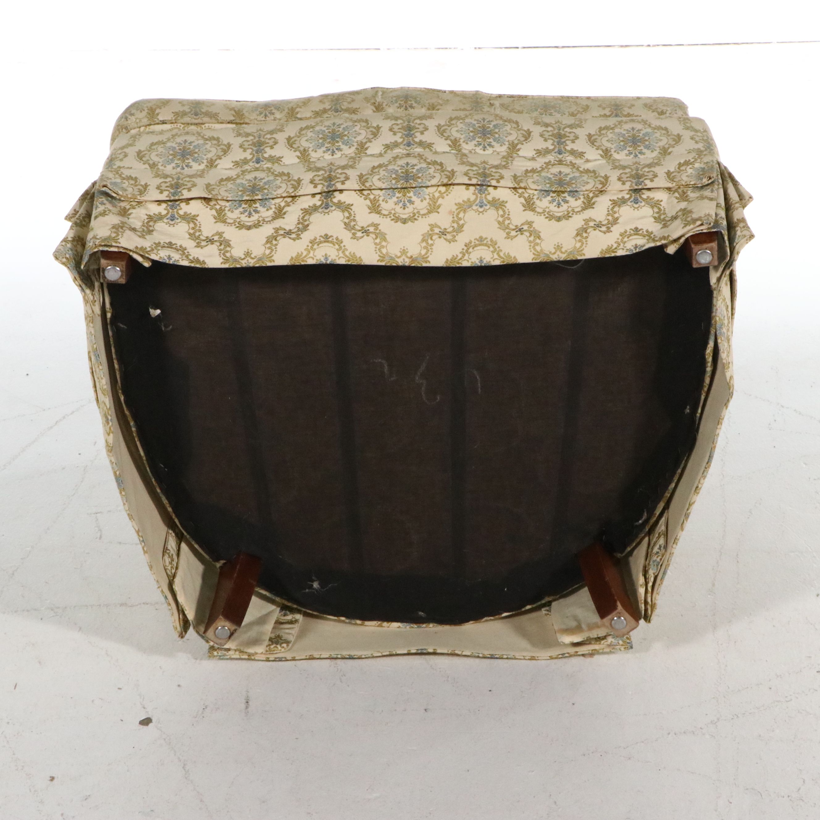 Pair of Henredon Damask Upholstered Slipper Chairs, Mid to Late 20th Century