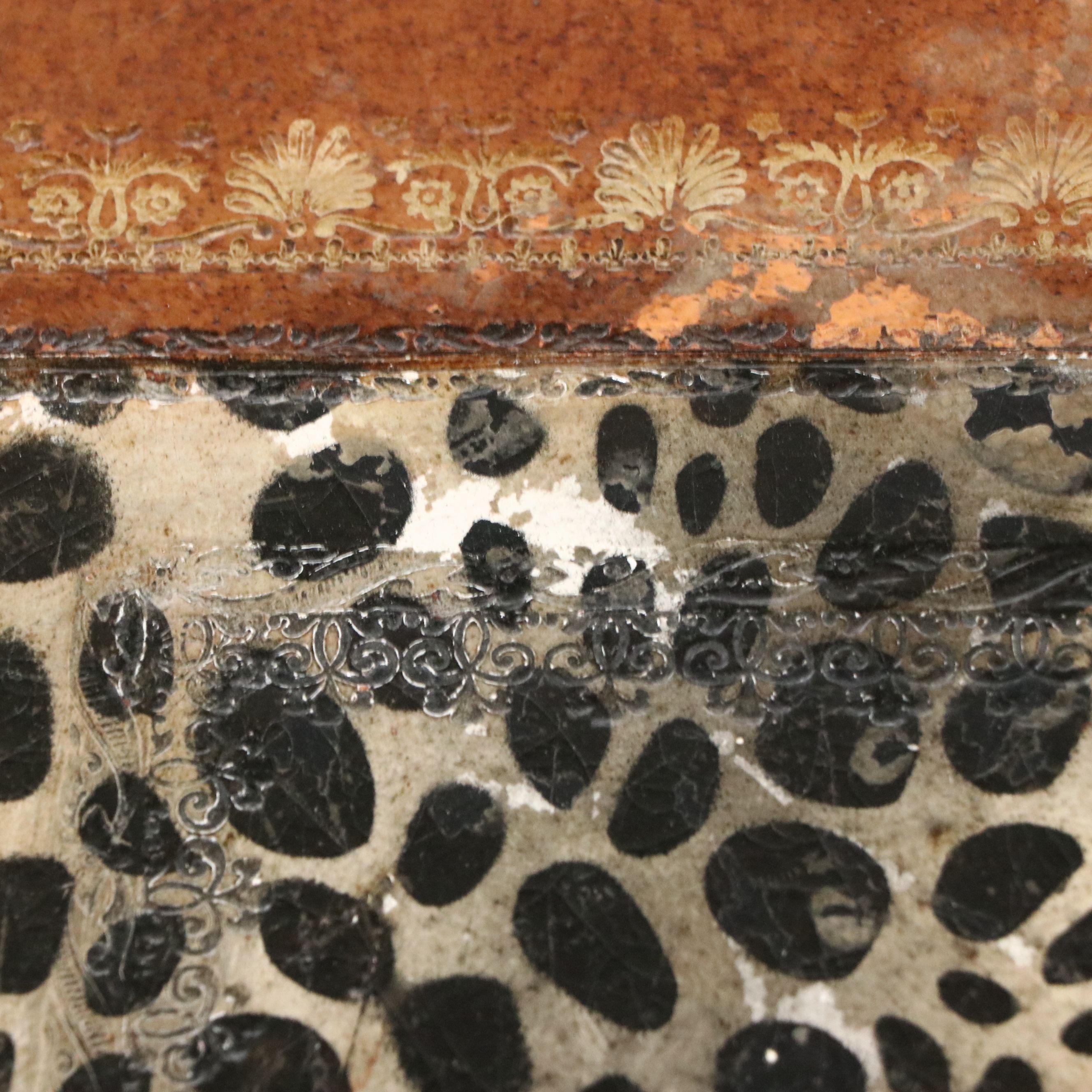 Maitland-Smith Leather and Animal Print Ottoman, Late 20th Century
