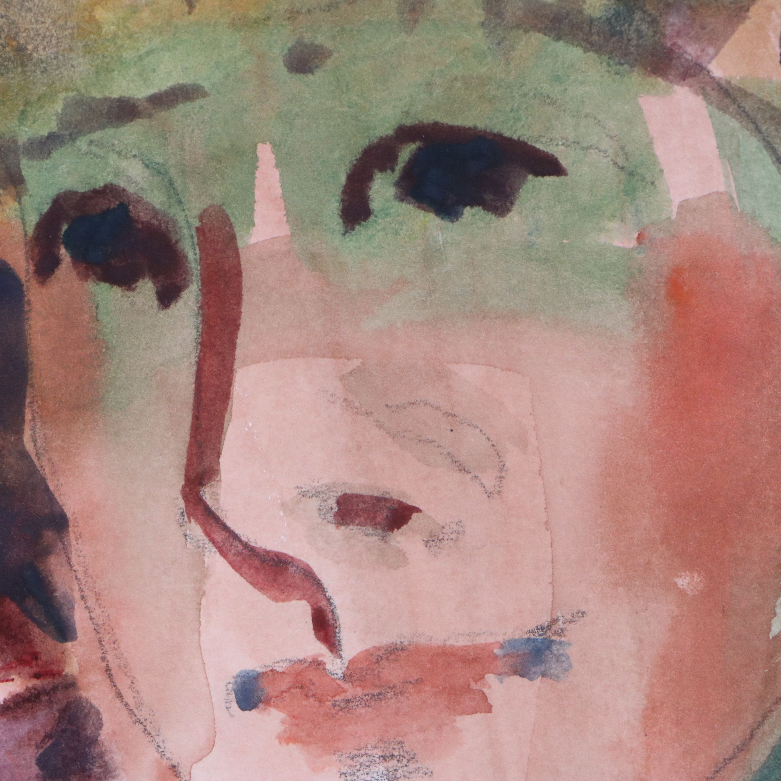 Jack Meanwell Watercolor Portrait Painting, 1994