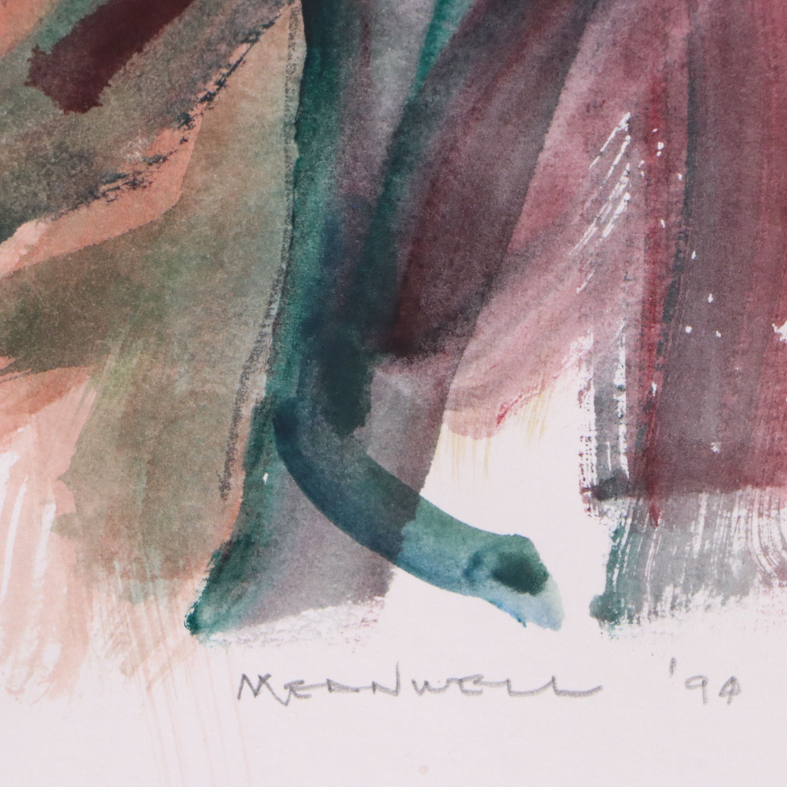 Jack Meanwell Watercolor Portrait Painting, 1994