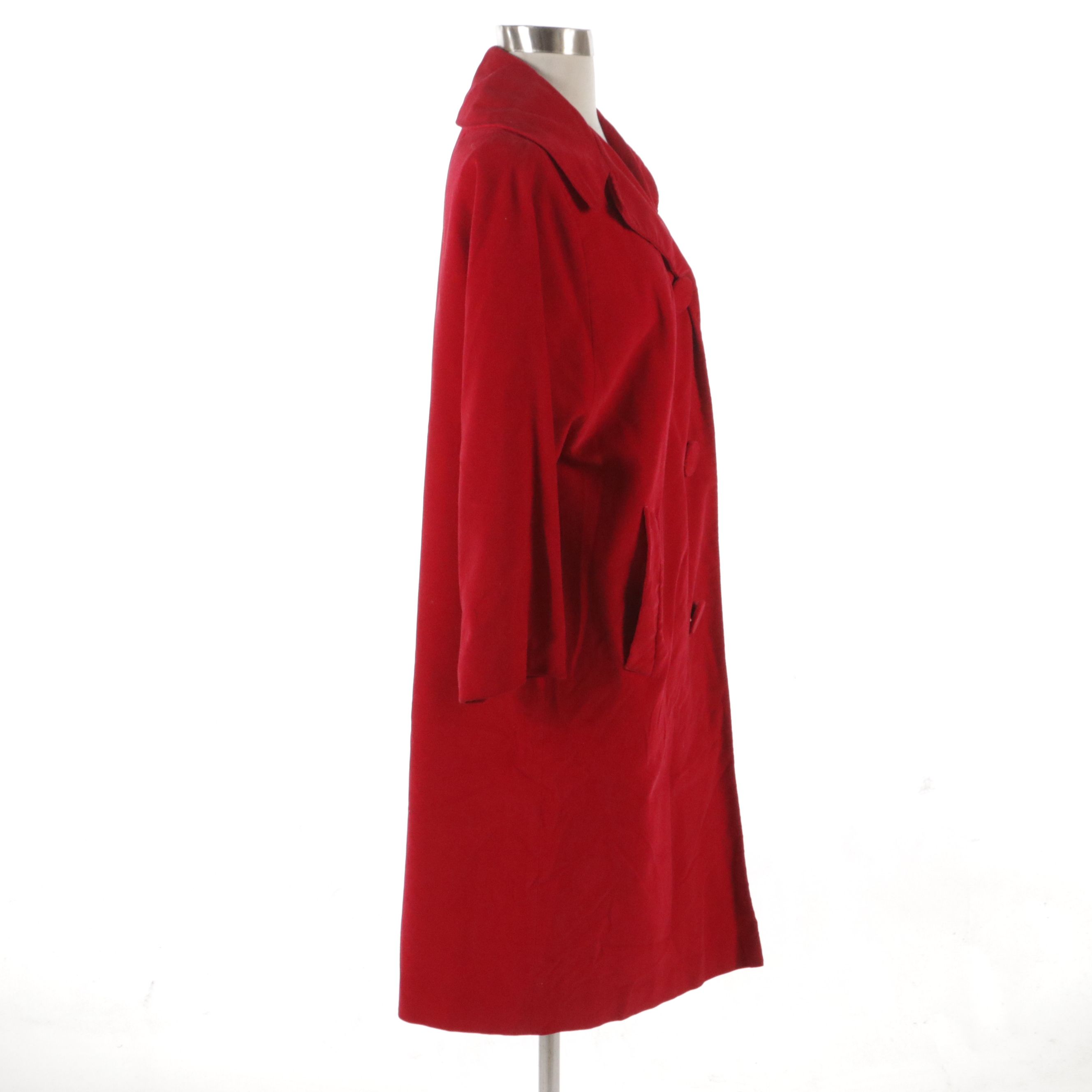 Sherbrooke All-Weather Coat in Red Velveteen, Mid-20th Century