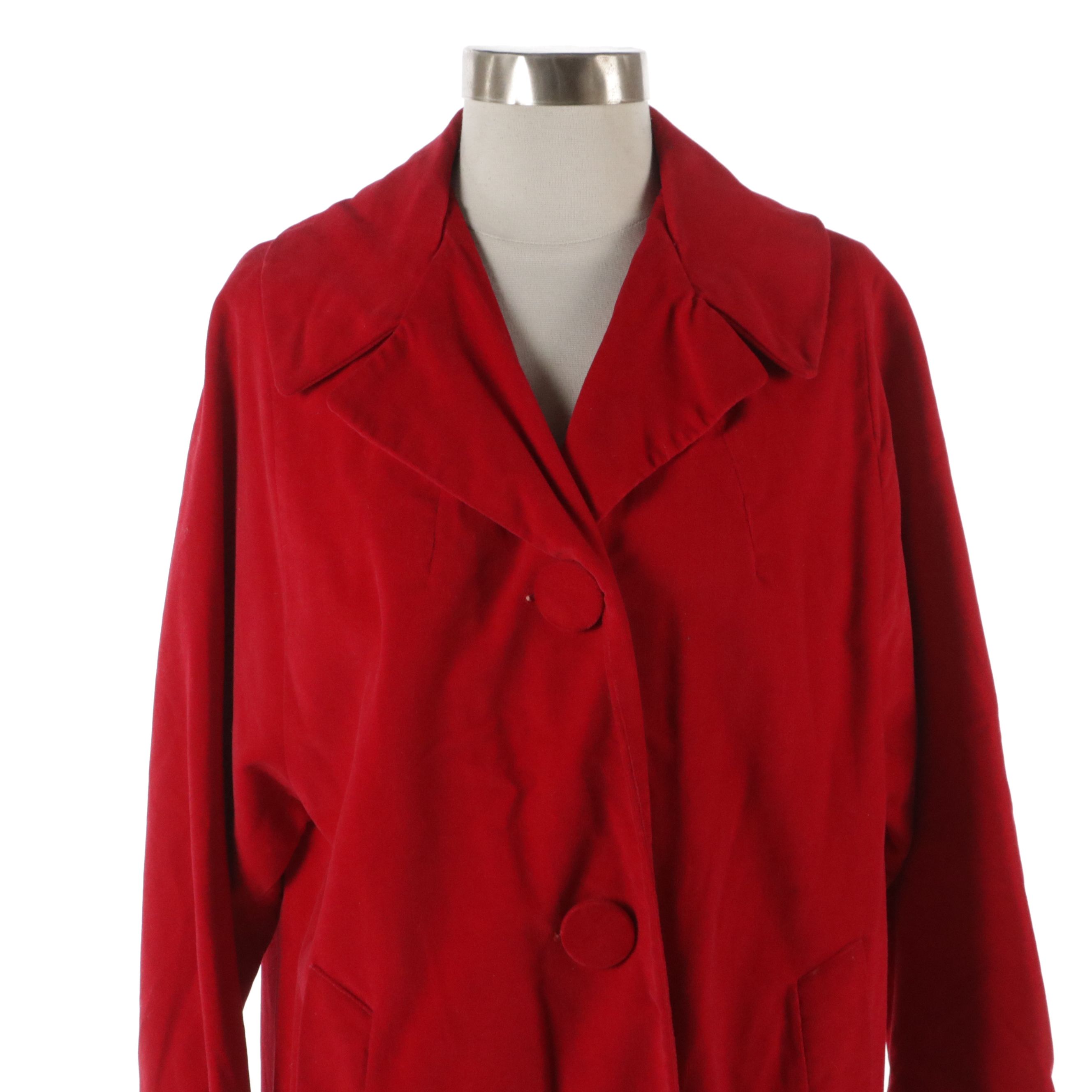 Sherbrooke All-Weather Coat in Red Velveteen, Mid-20th Century