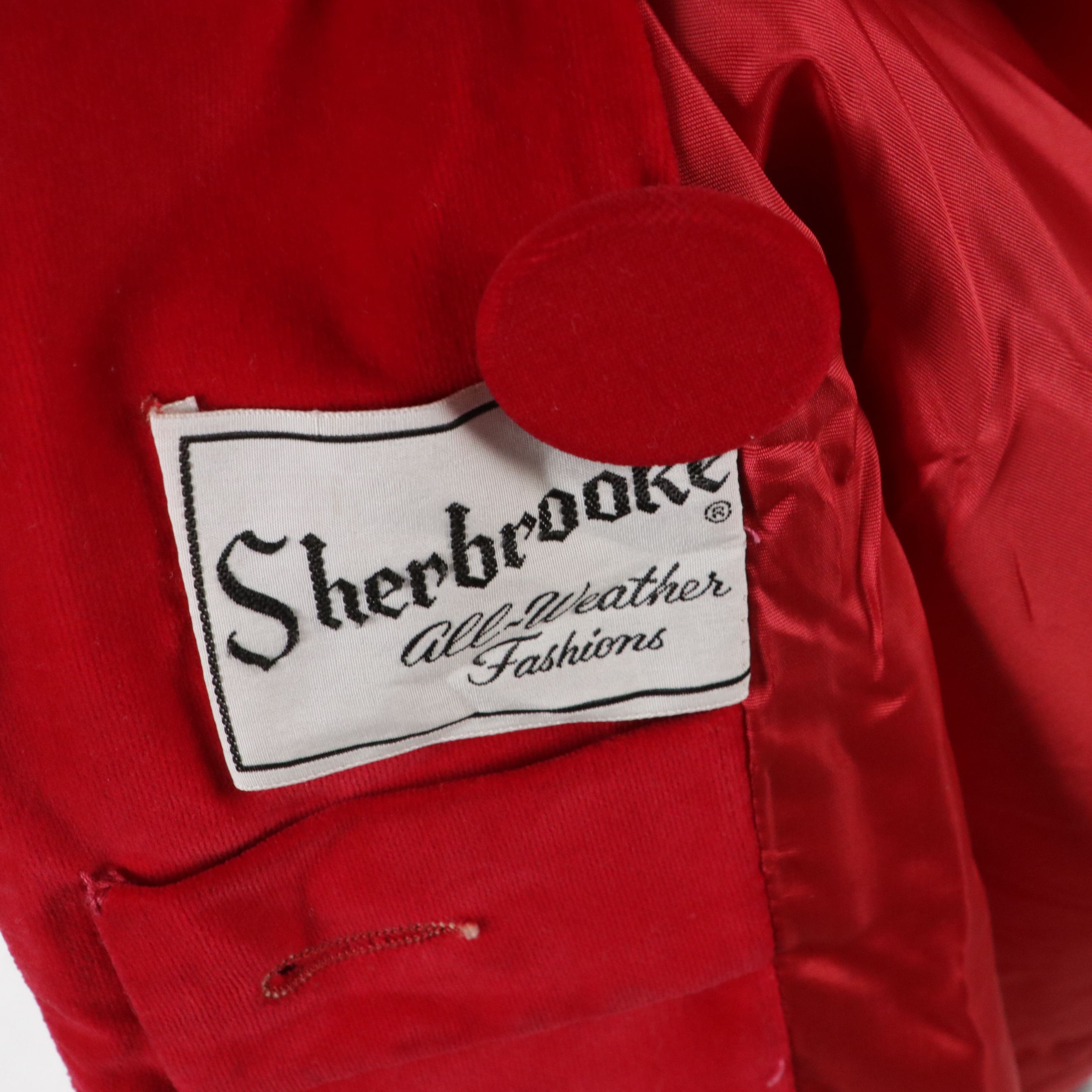 Sherbrooke All-Weather Coat in Red Velveteen, Mid-20th Century