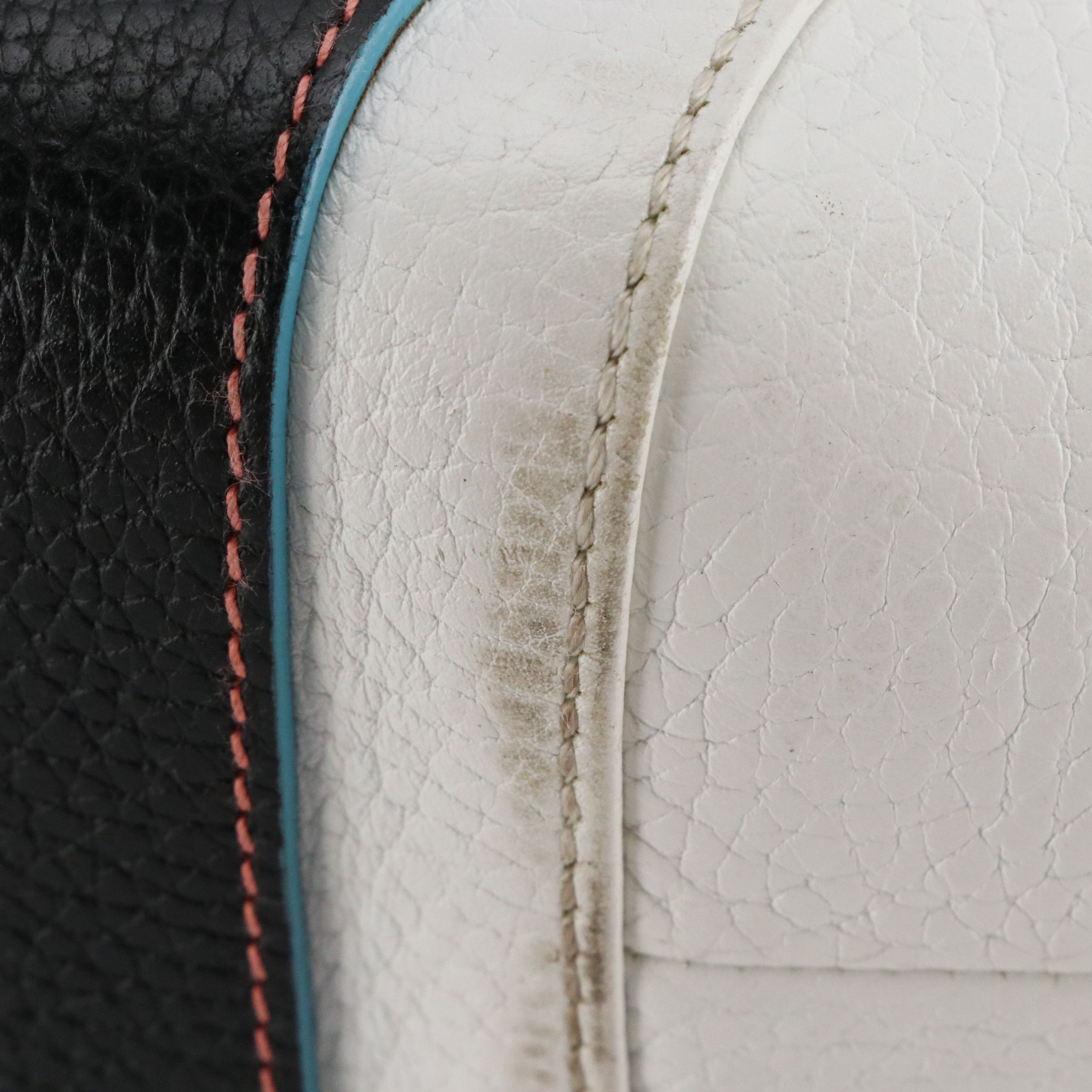 Loewe Senda Shoulder Bag in B&W Grained Leather with Blue Accents