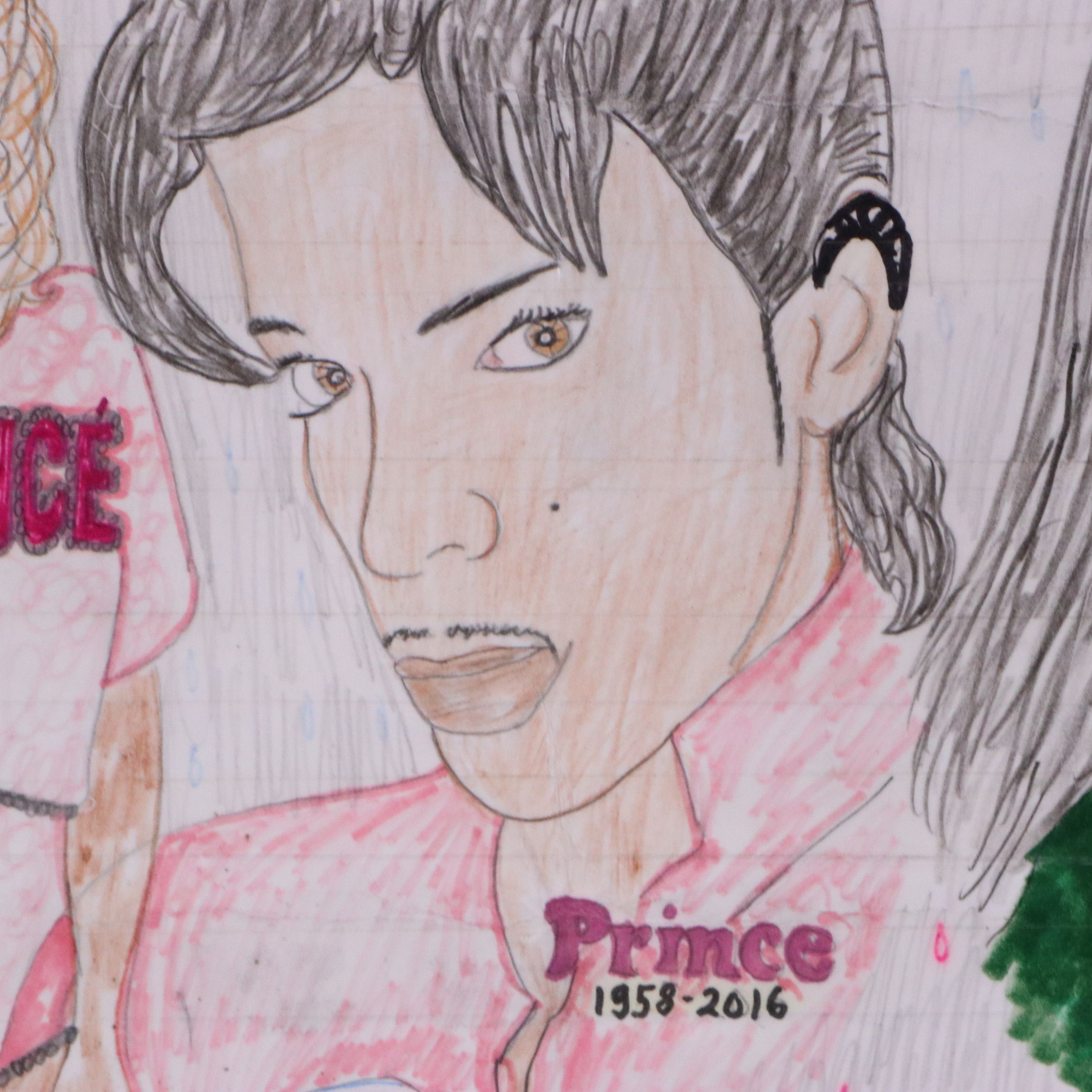 Self-Taught Artist Pop Art Drawing "Purple Reign Forever!," 2016