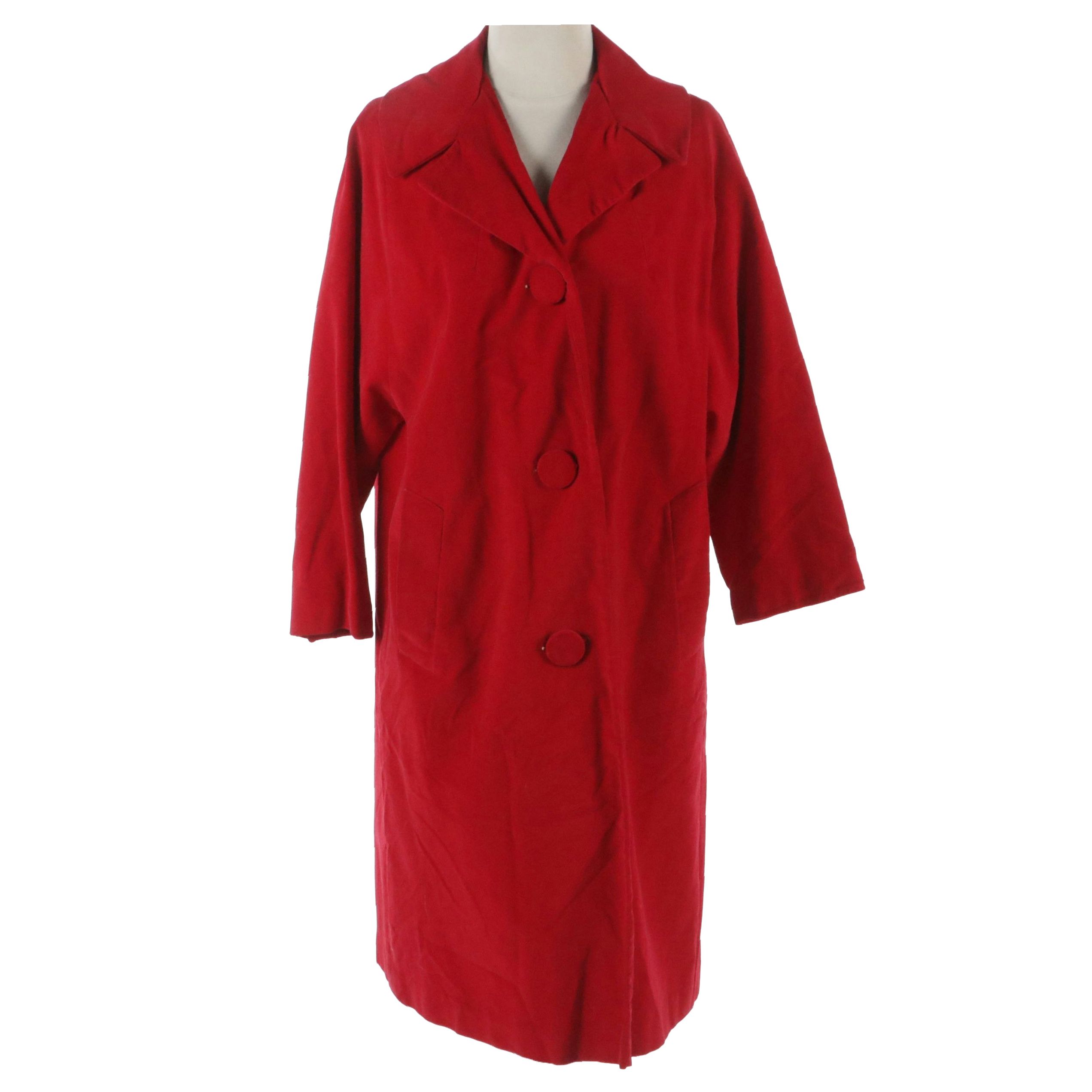 Sherbrooke All-Weather Coat in Red Velveteen, Mid-20th Century