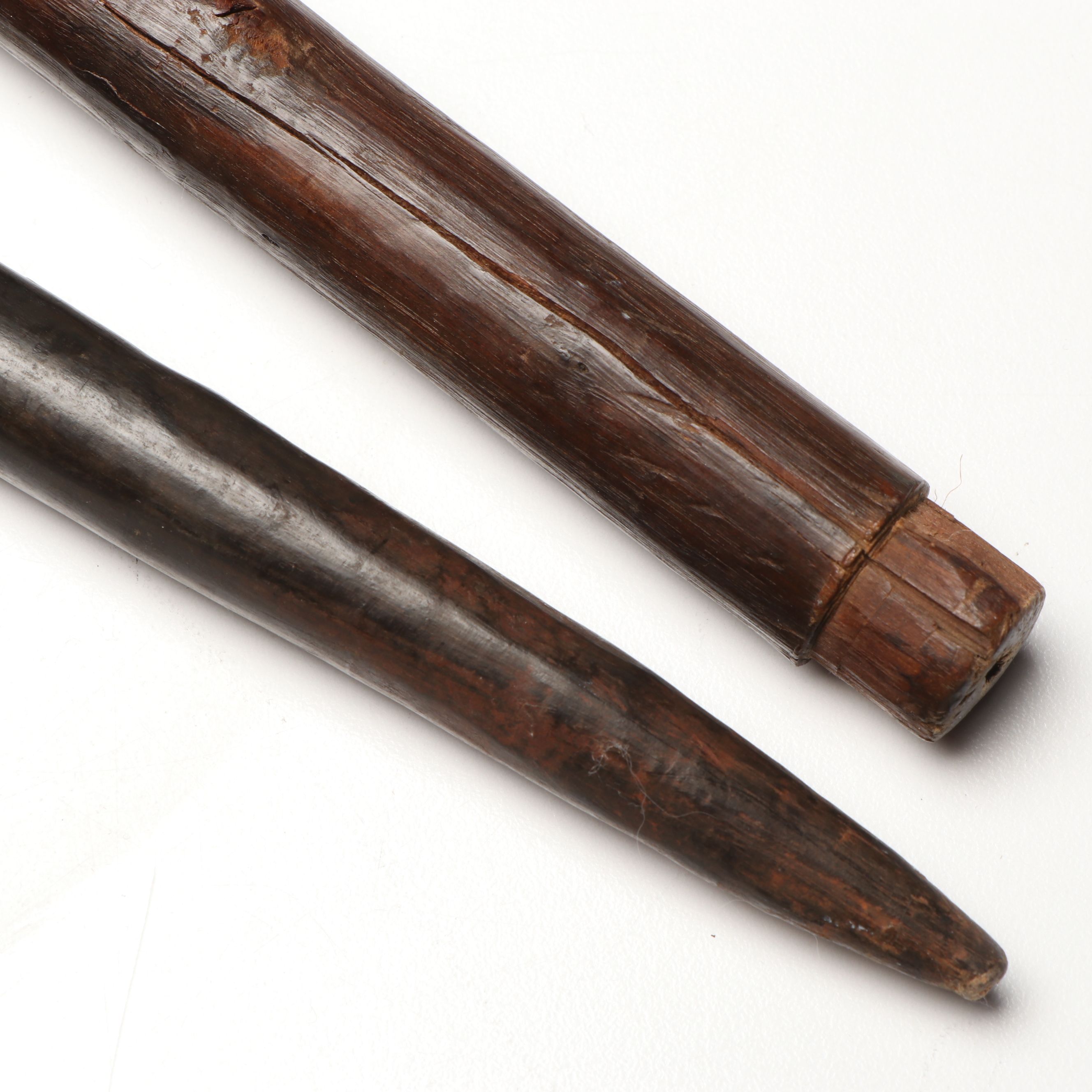 Solomon Islands Rennell Island Staff and Other Mother-of-Pearl Inlaid Wood Staff