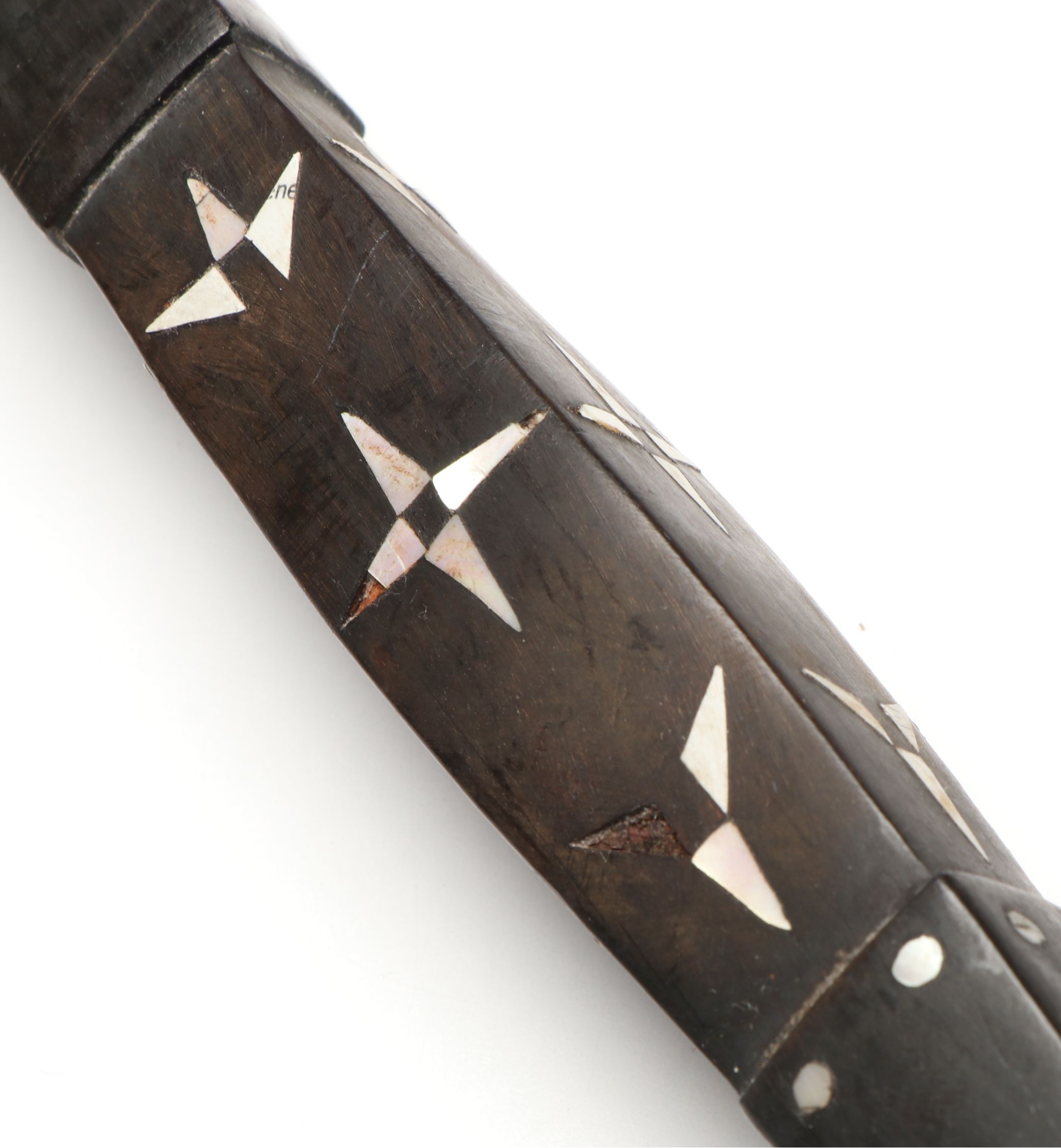 Solomon Islands Rennell Island Staff and Other Mother-of-Pearl Inlaid Wood Staff