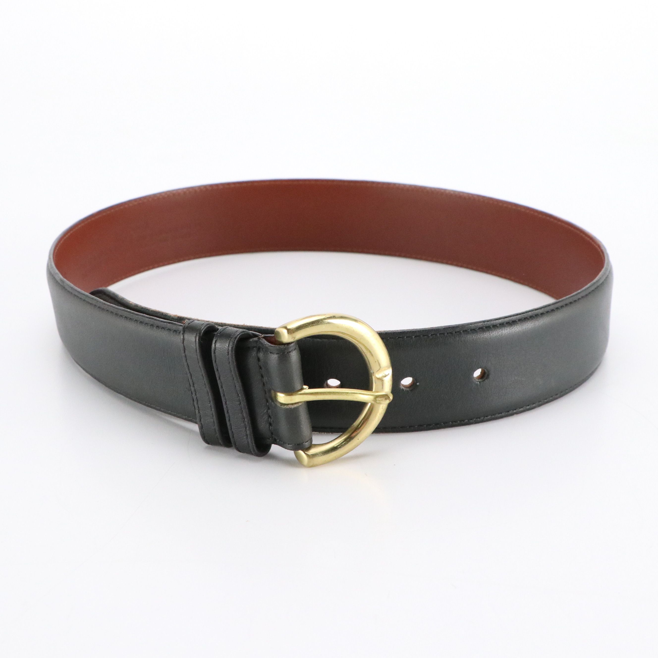 Men's Coach Black Leather and Brass Buckled Belts