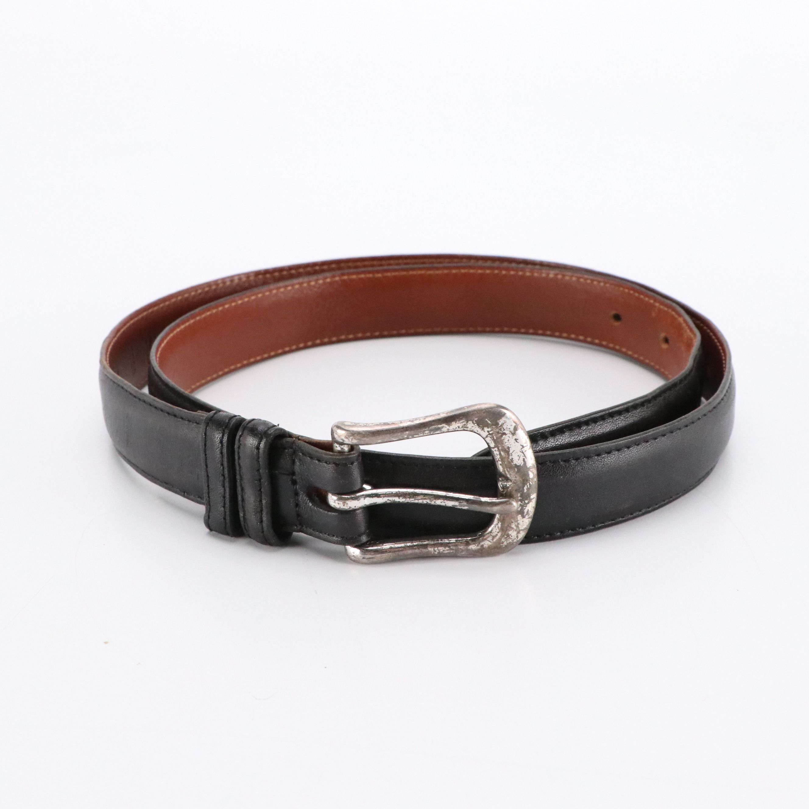 Men's Coach Black Leather and Brass Buckled Belts