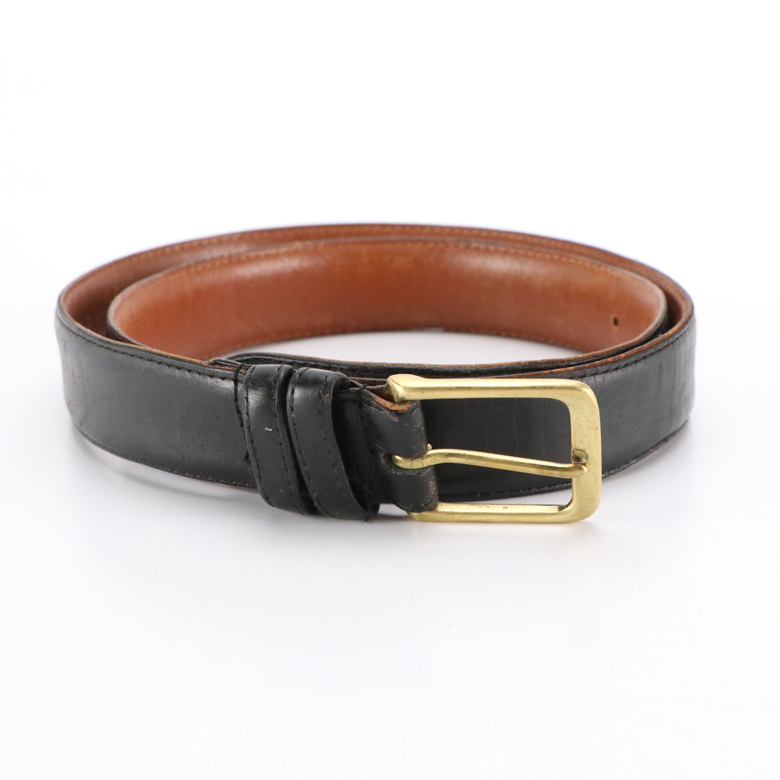 Men's Coach Black Leather and Brass Buckled Belts