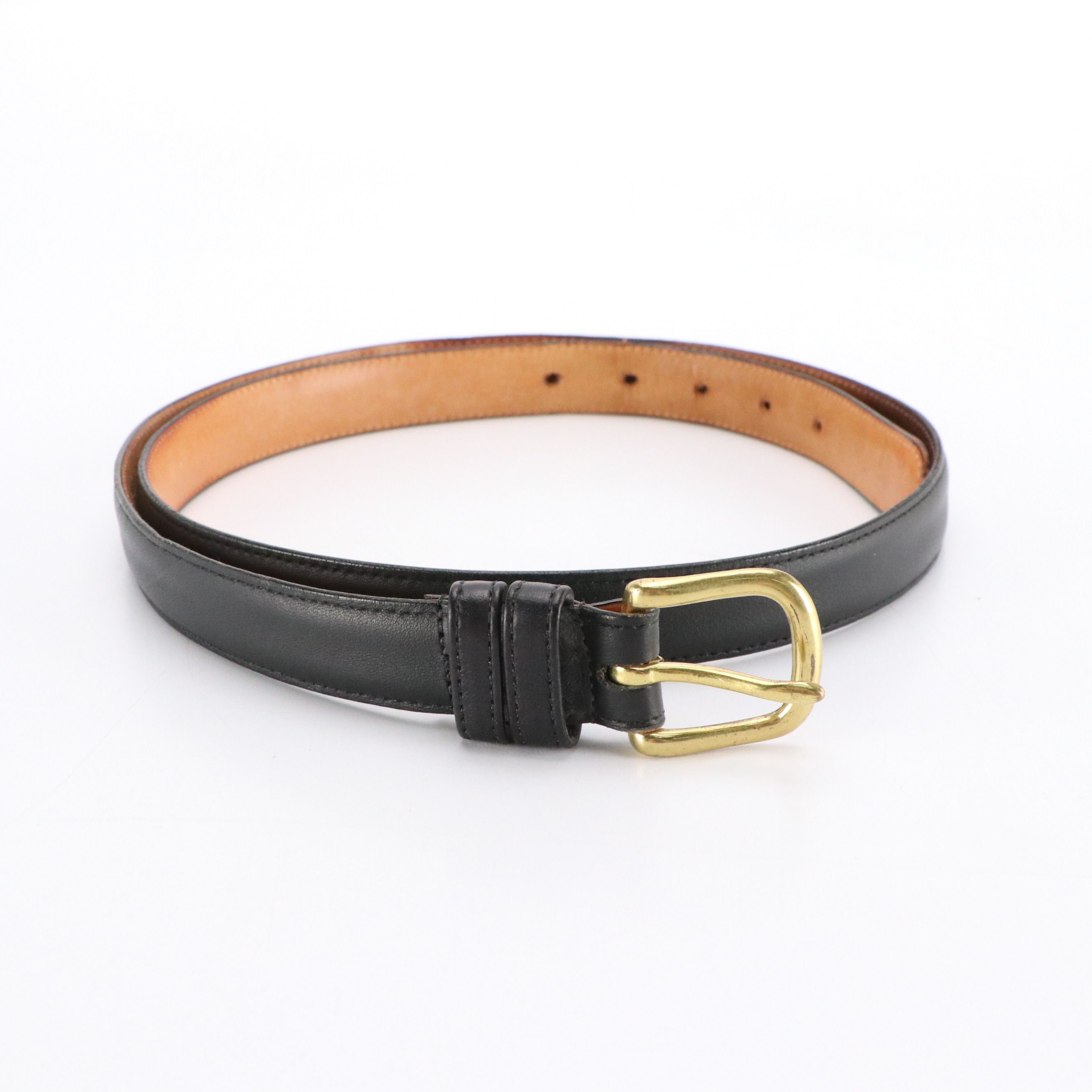 Men's Coach Black Leather and Brass Buckled Belts