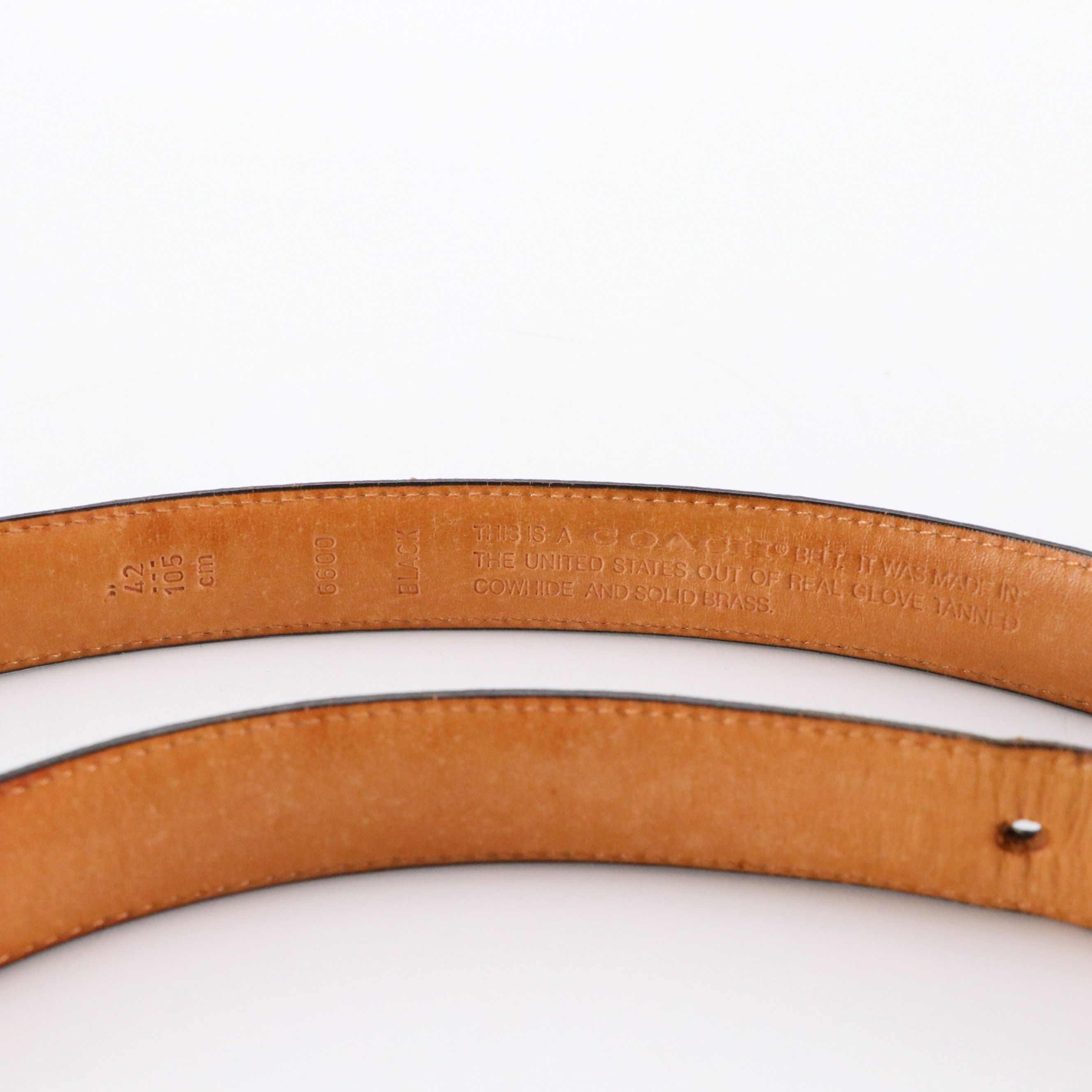 Men's Coach Black Leather and Brass Buckled Belts