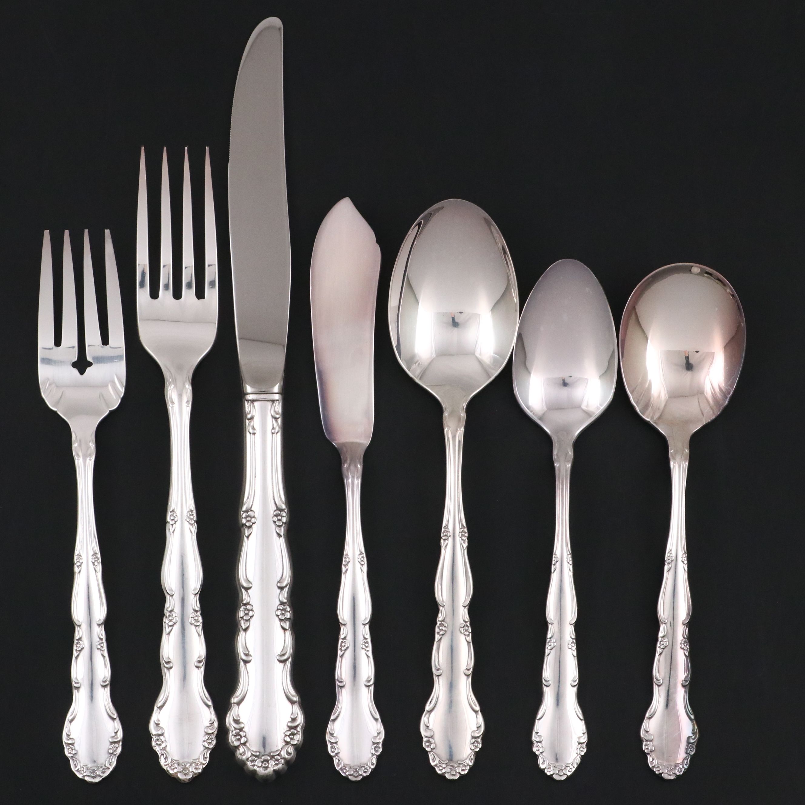Oneida "Flirtation" Silver Plate Flatware and Serving Utensils, 1959-1984