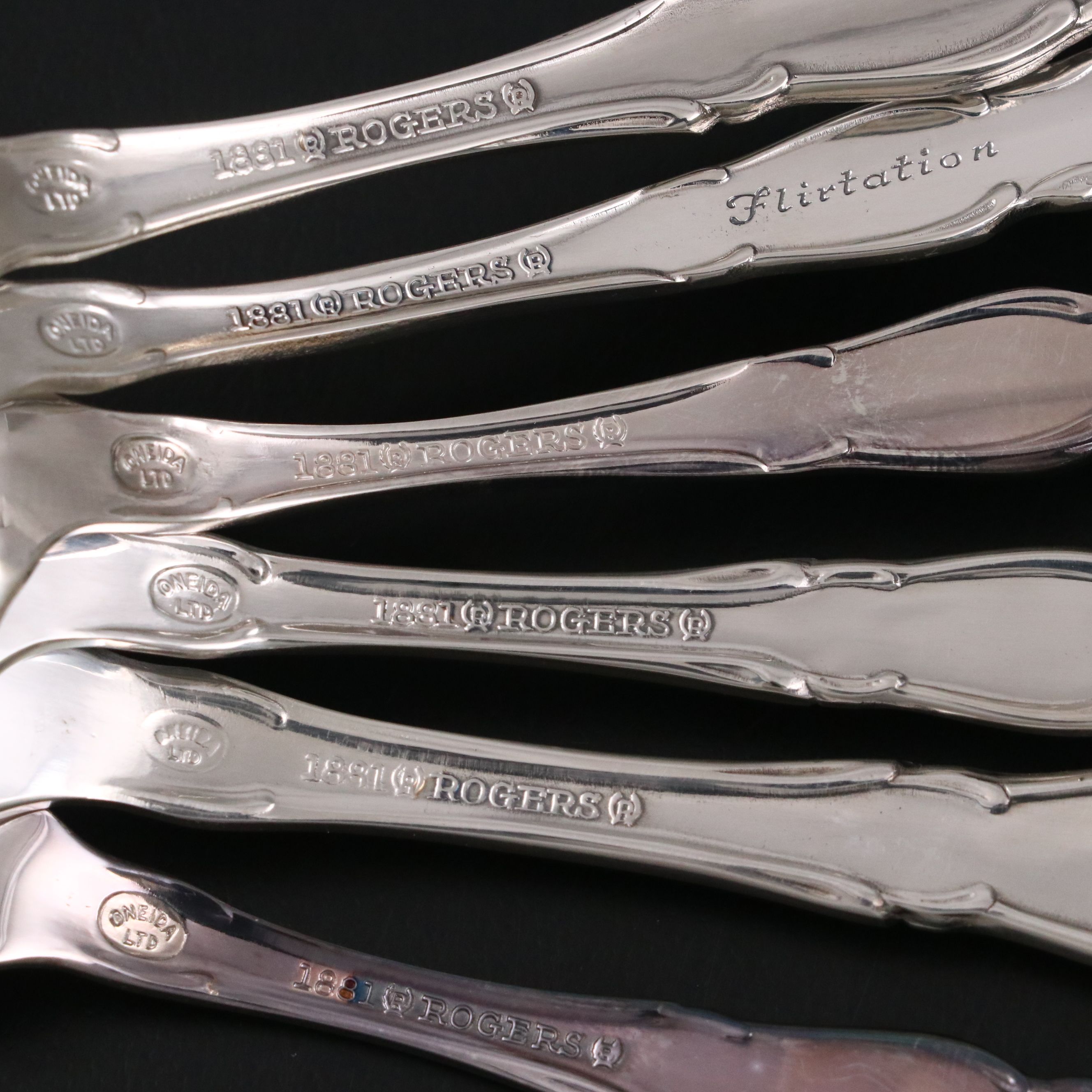 Oneida "Flirtation" Silver Plate Flatware and Serving Utensils, 1959-1984