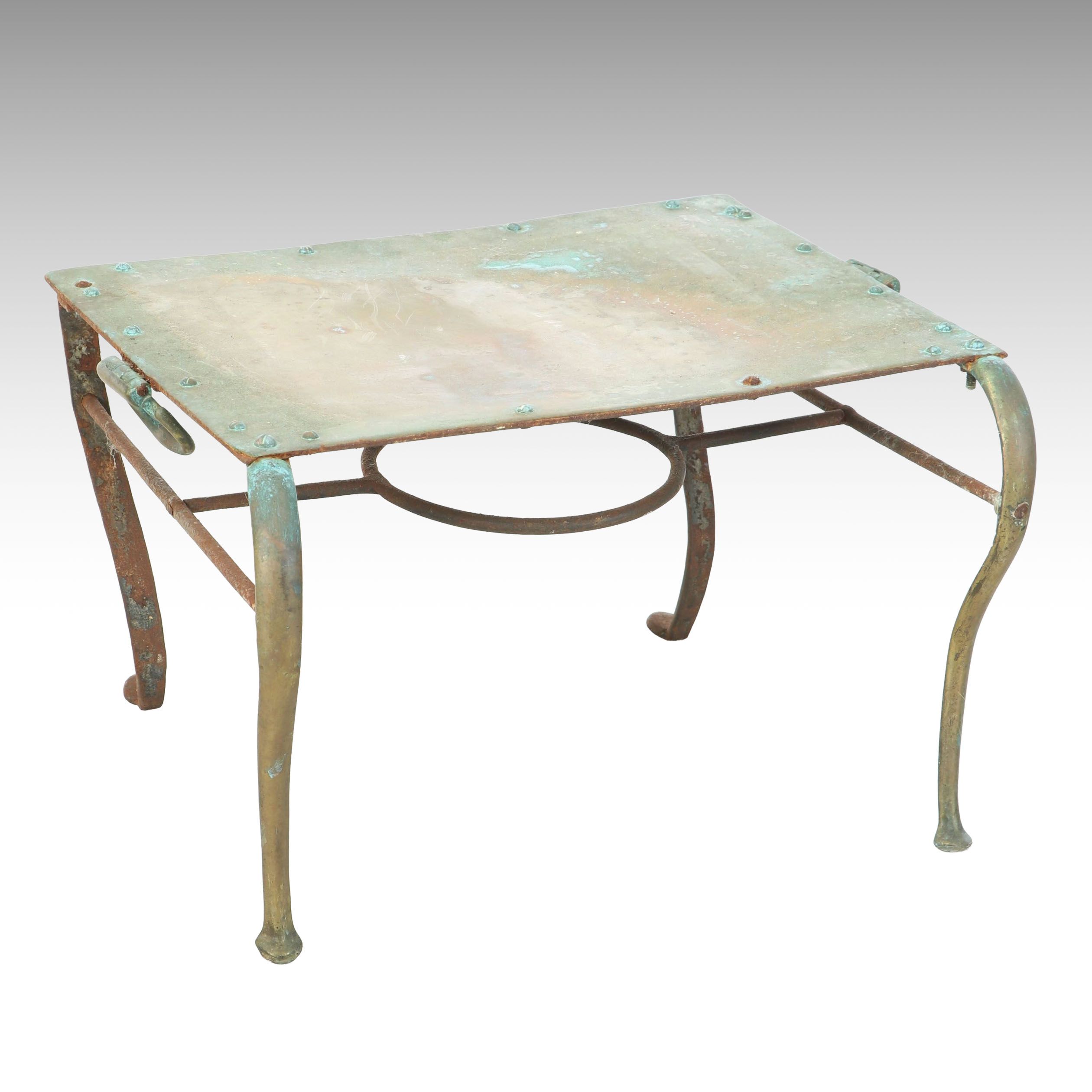 Low Brass-Top Garden Table