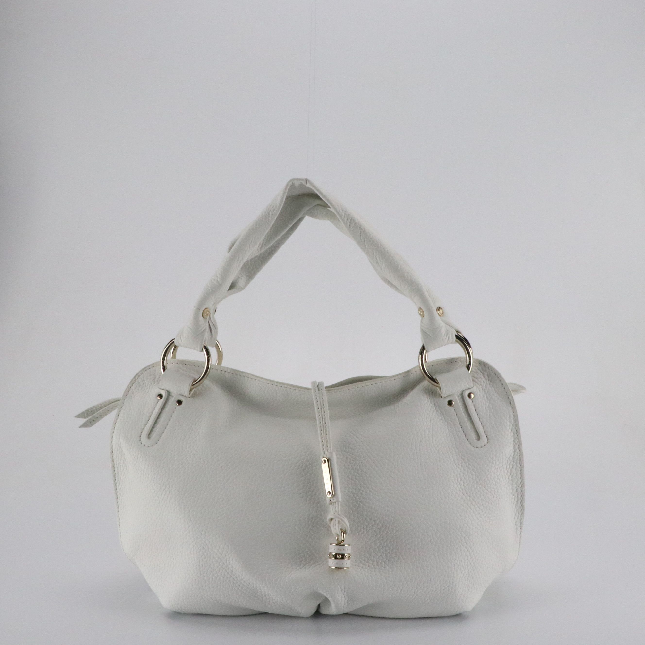 Celine Bittersweet Hobo Shoulder Bag in White Grained Calfskin Leather