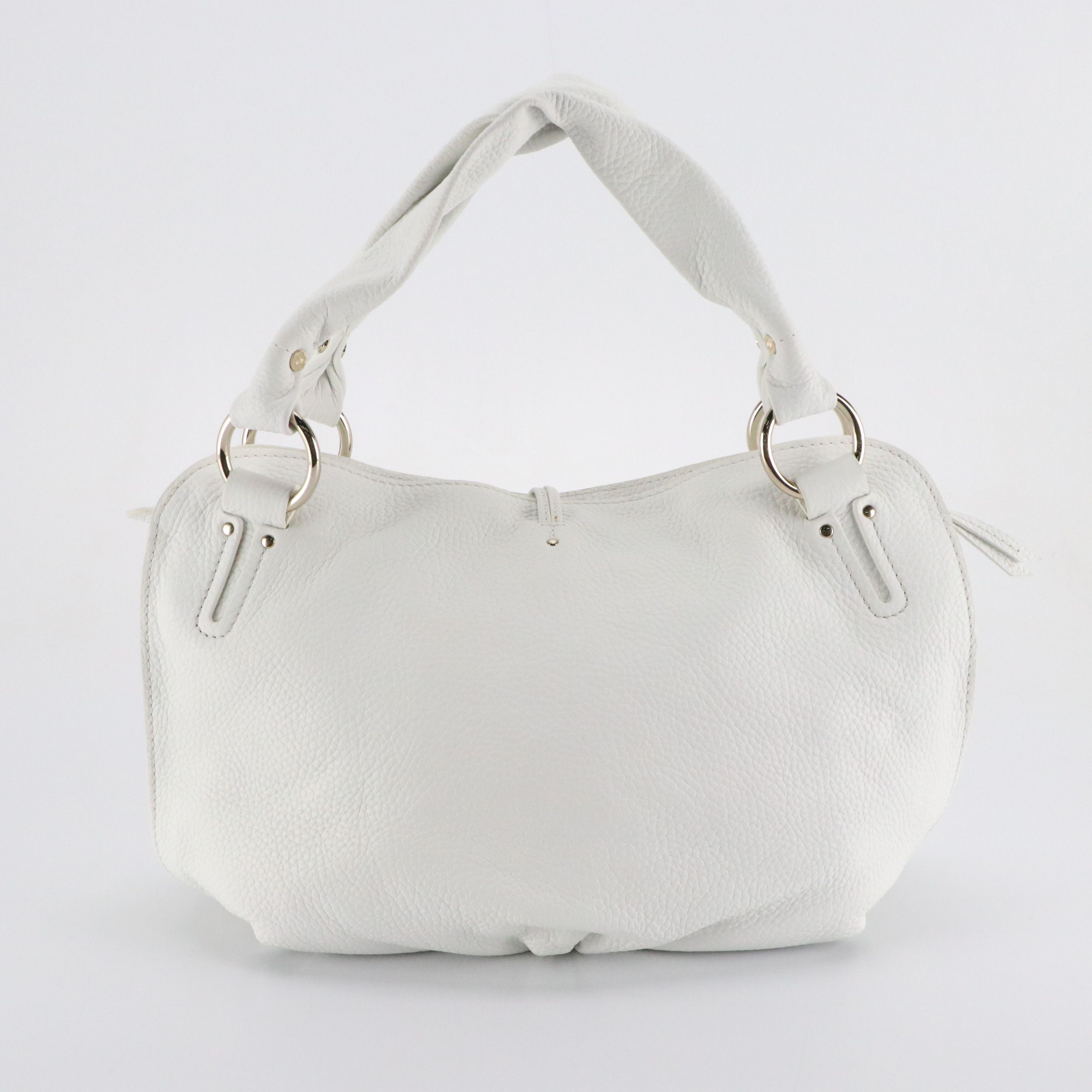 Celine Bittersweet Hobo Shoulder Bag in White Grained Calfskin Leather