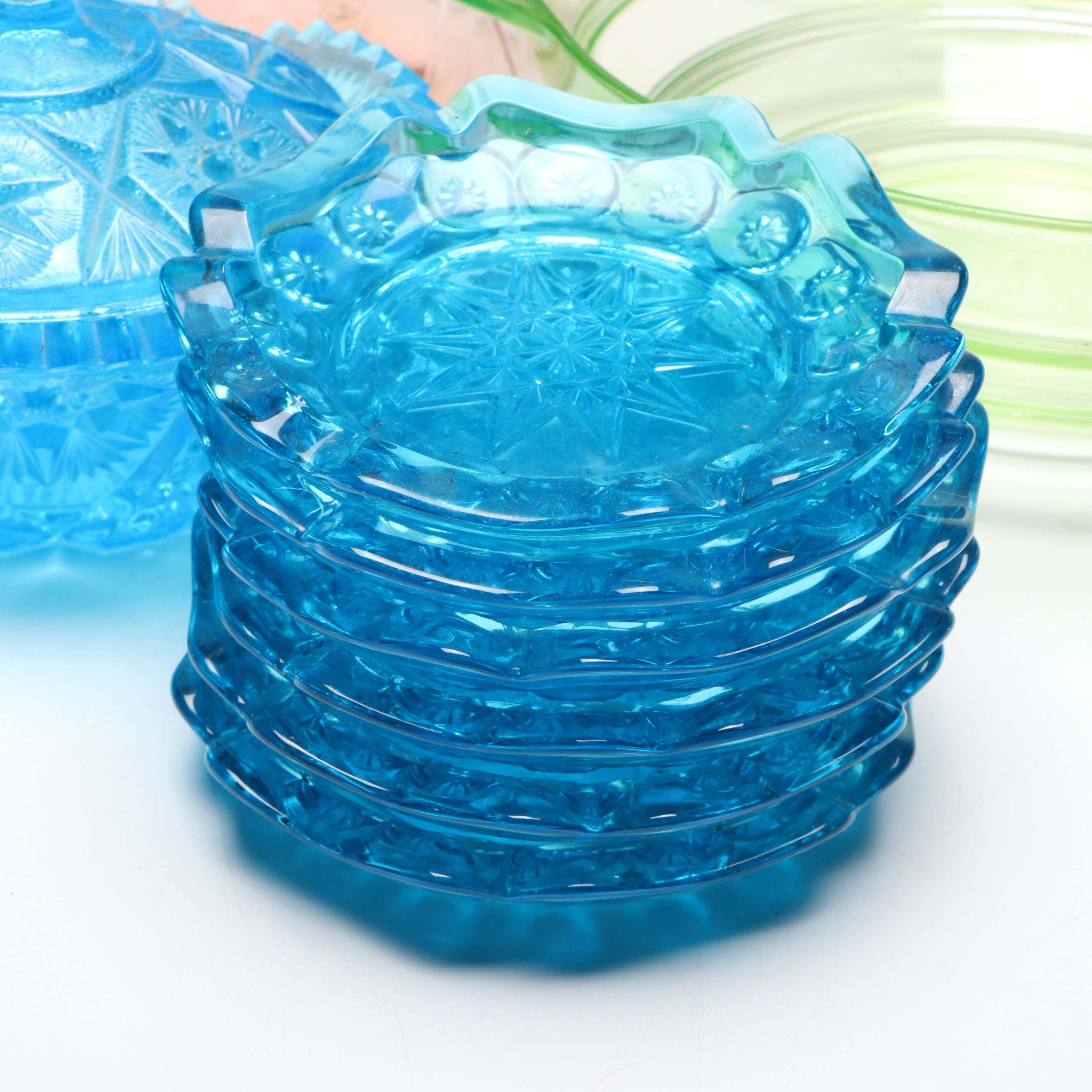 Anchor Hocking "Banded Rings" Uranium Glass with More Vintage Glassware