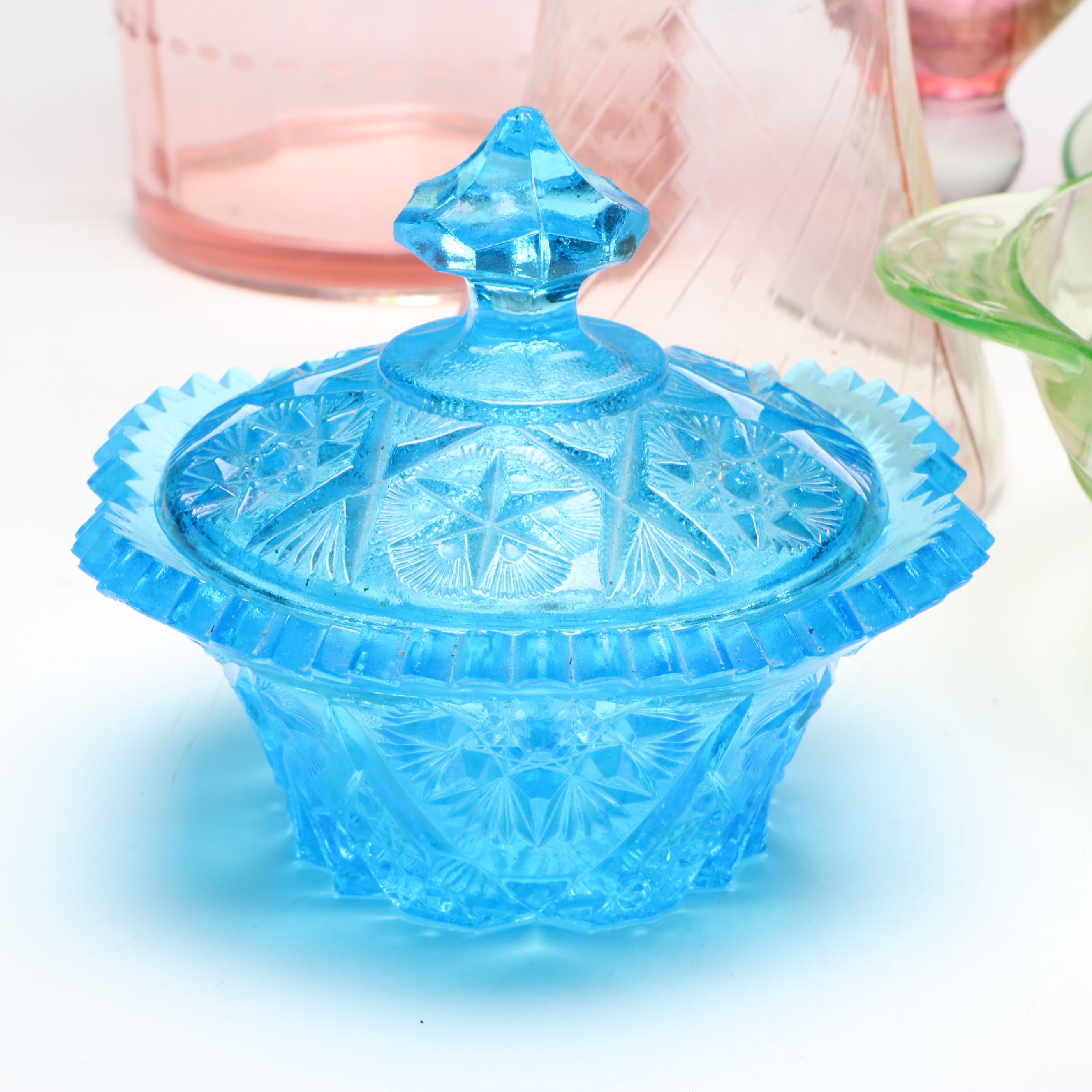 Anchor Hocking "Banded Rings" Uranium Glass with More Vintage Glassware