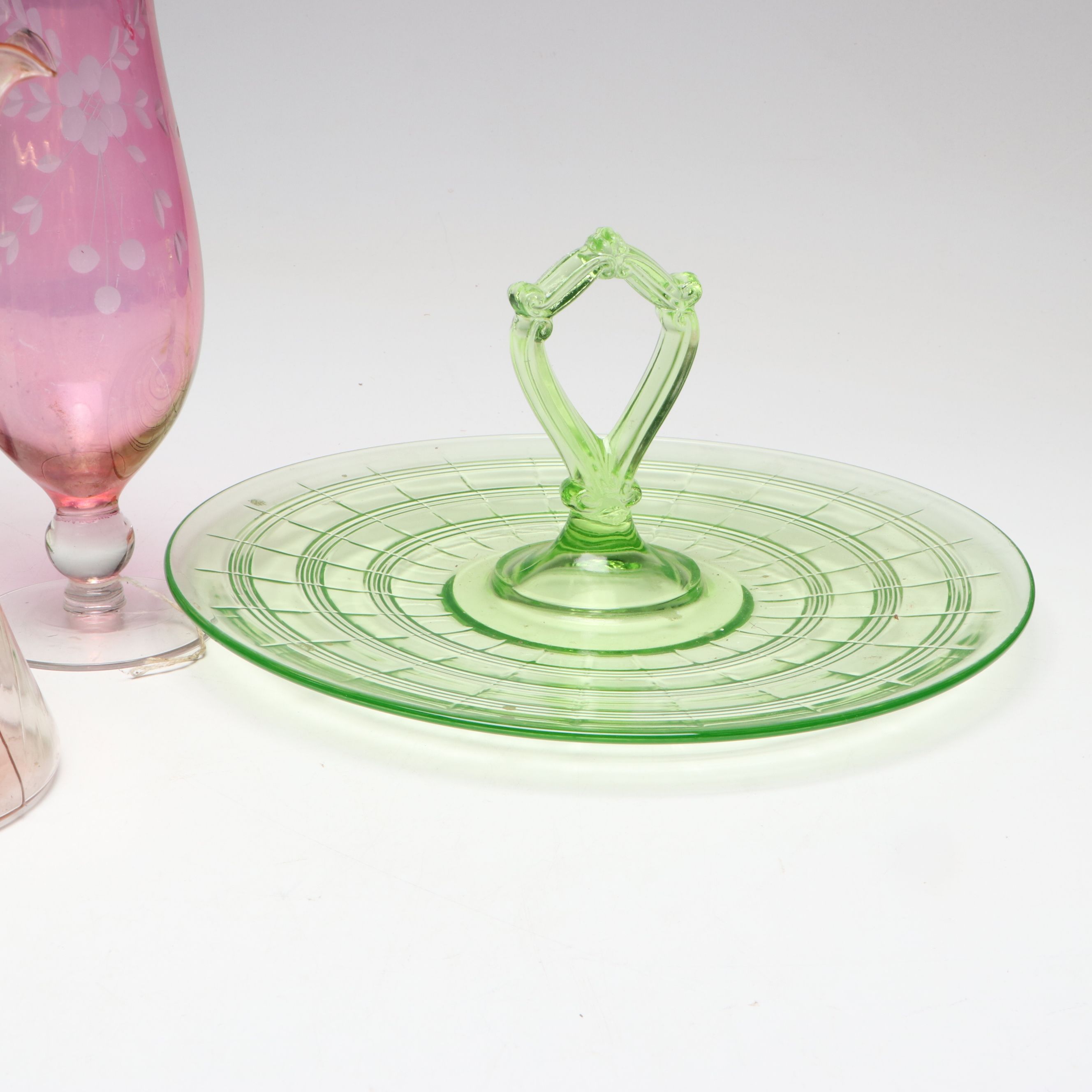 Anchor Hocking "Banded Rings" Uranium Glass with More Vintage Glassware