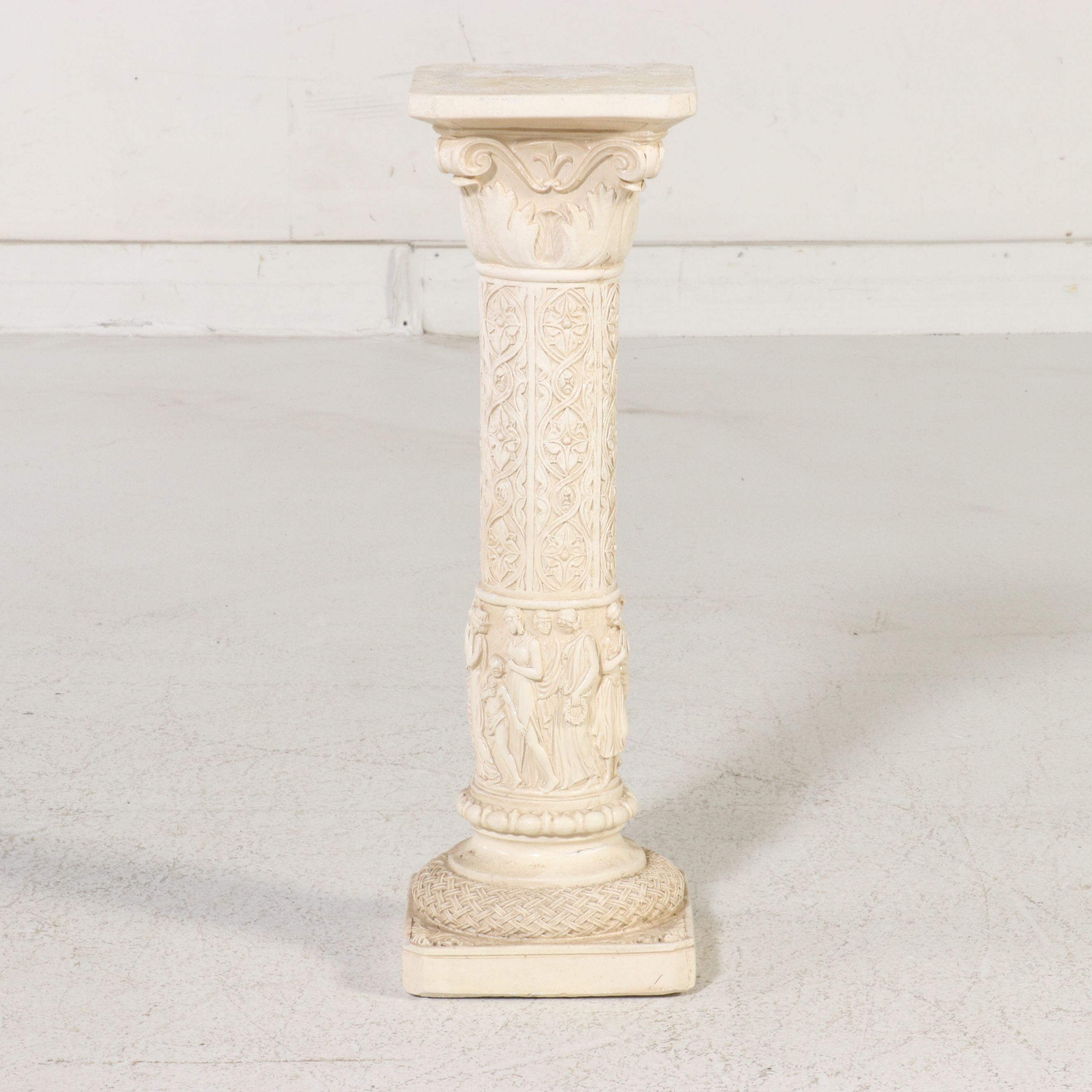 Neoclassical Style Relief Ceramic Pedestal