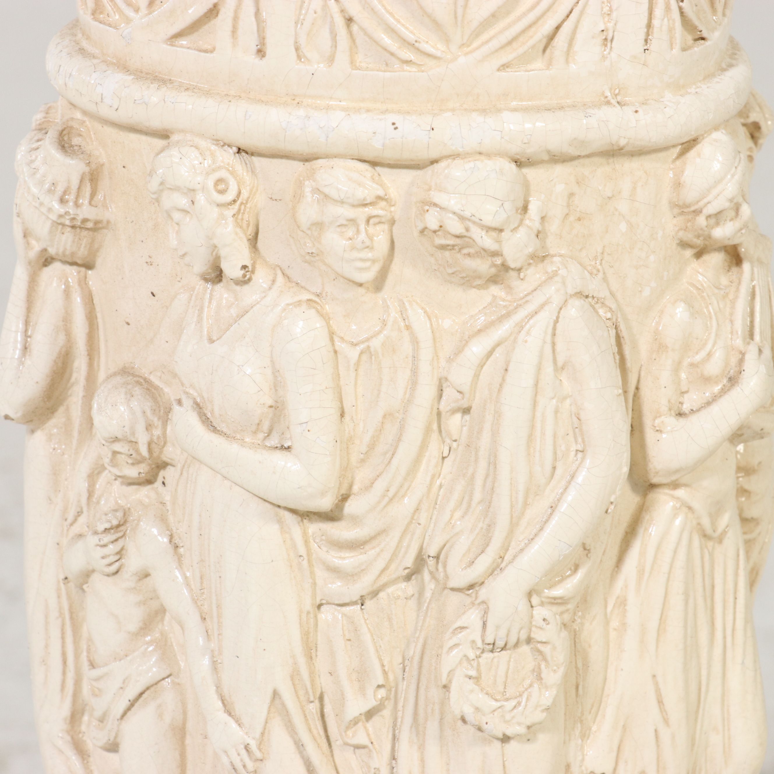 Neoclassical Style Relief Ceramic Pedestal