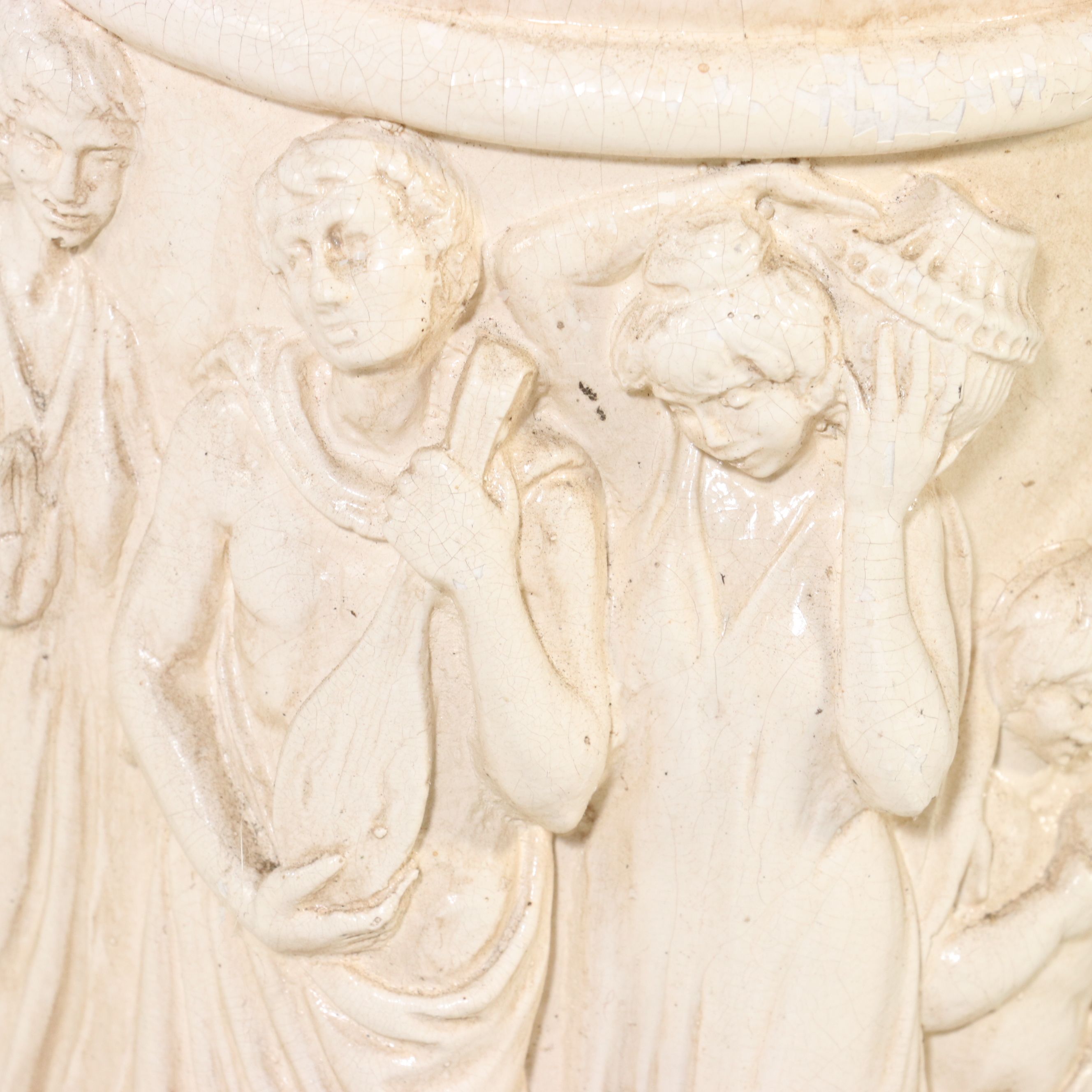 Neoclassical Style Relief Ceramic Pedestal