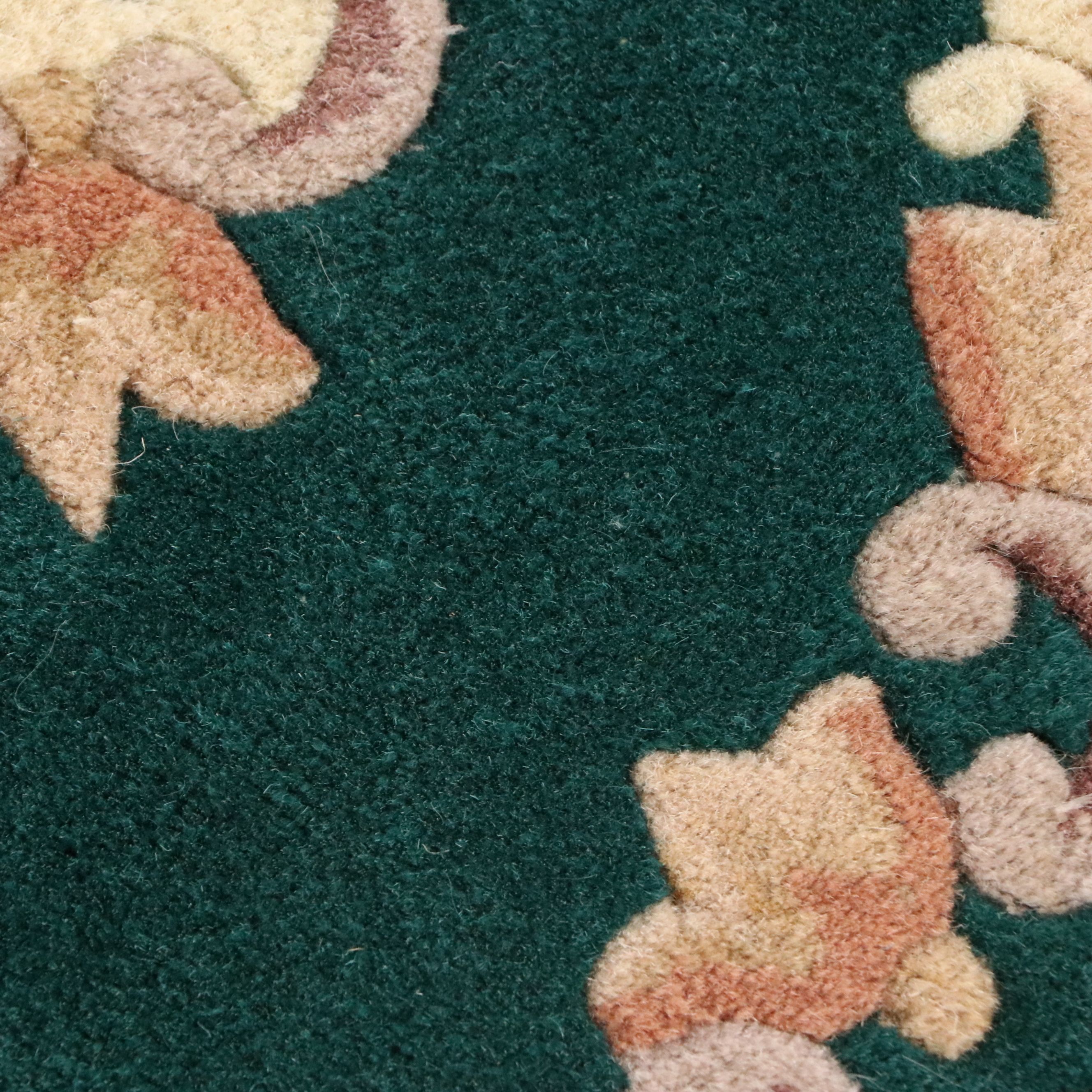 2'4 x 4'2 Hand-Tufted and Carved Sino-French Aubusson Style Accent Rug