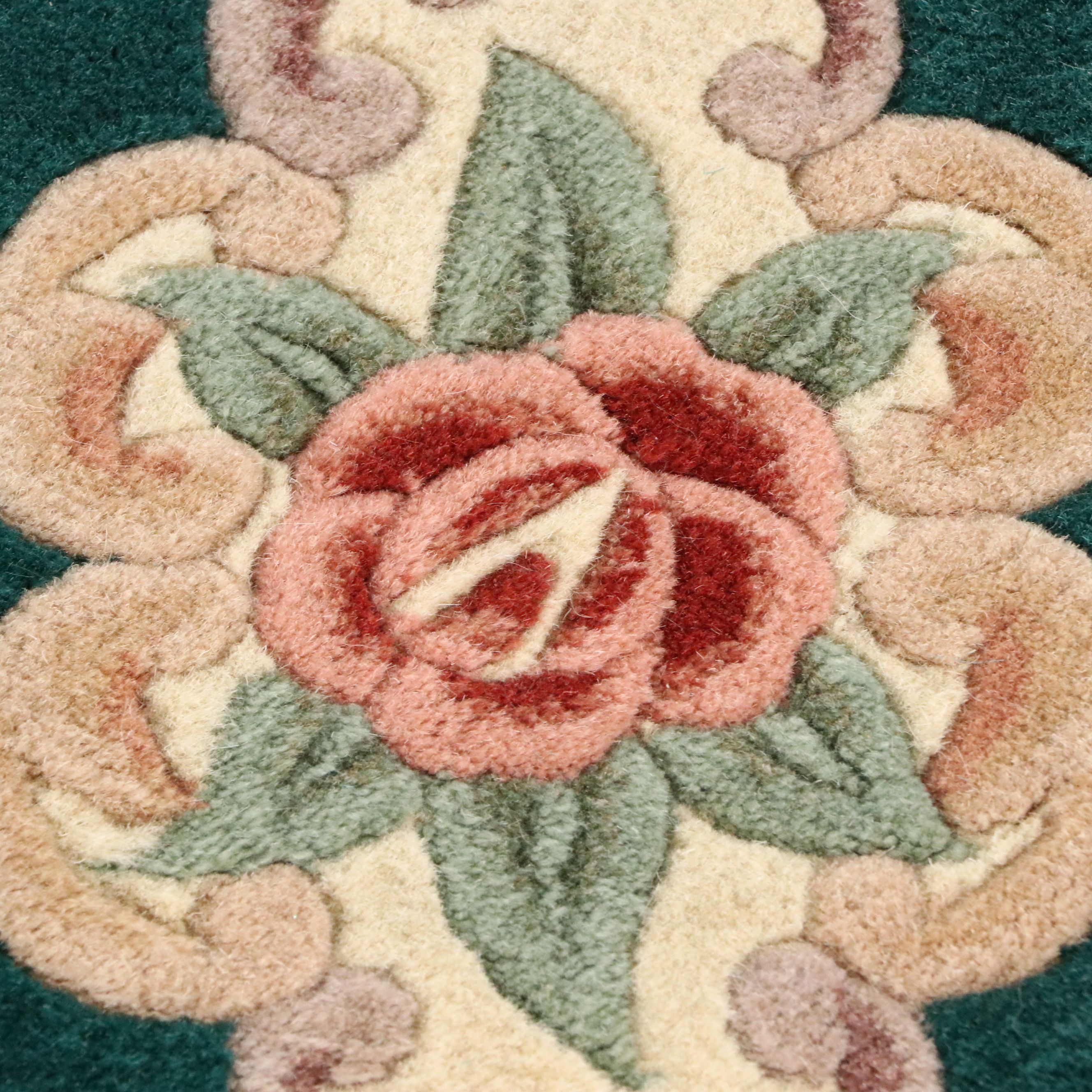 2'4 x 4'2 Hand-Tufted and Carved Sino-French Aubusson Style Accent Rug