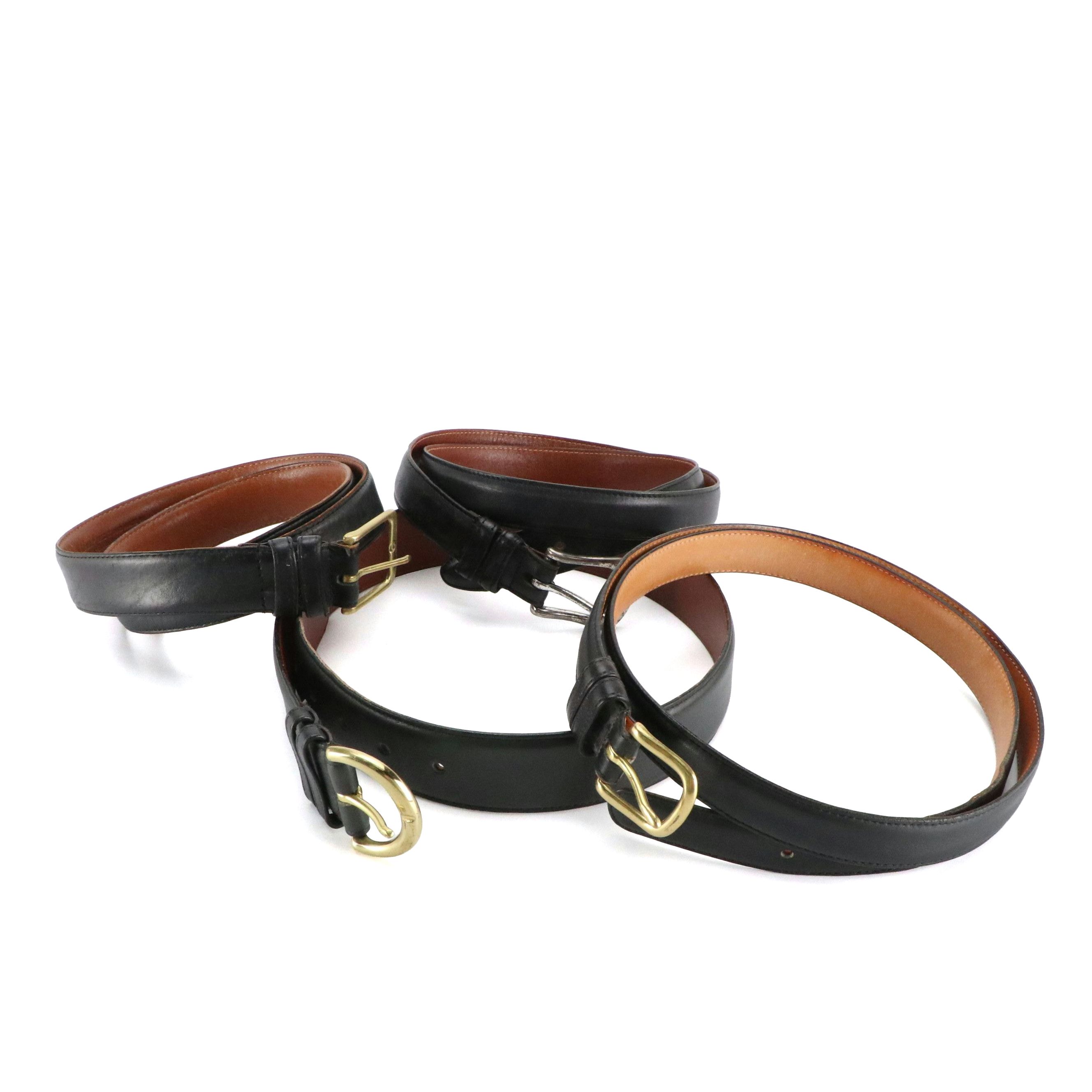 Men's Coach Black Leather and Brass Buckled Belts