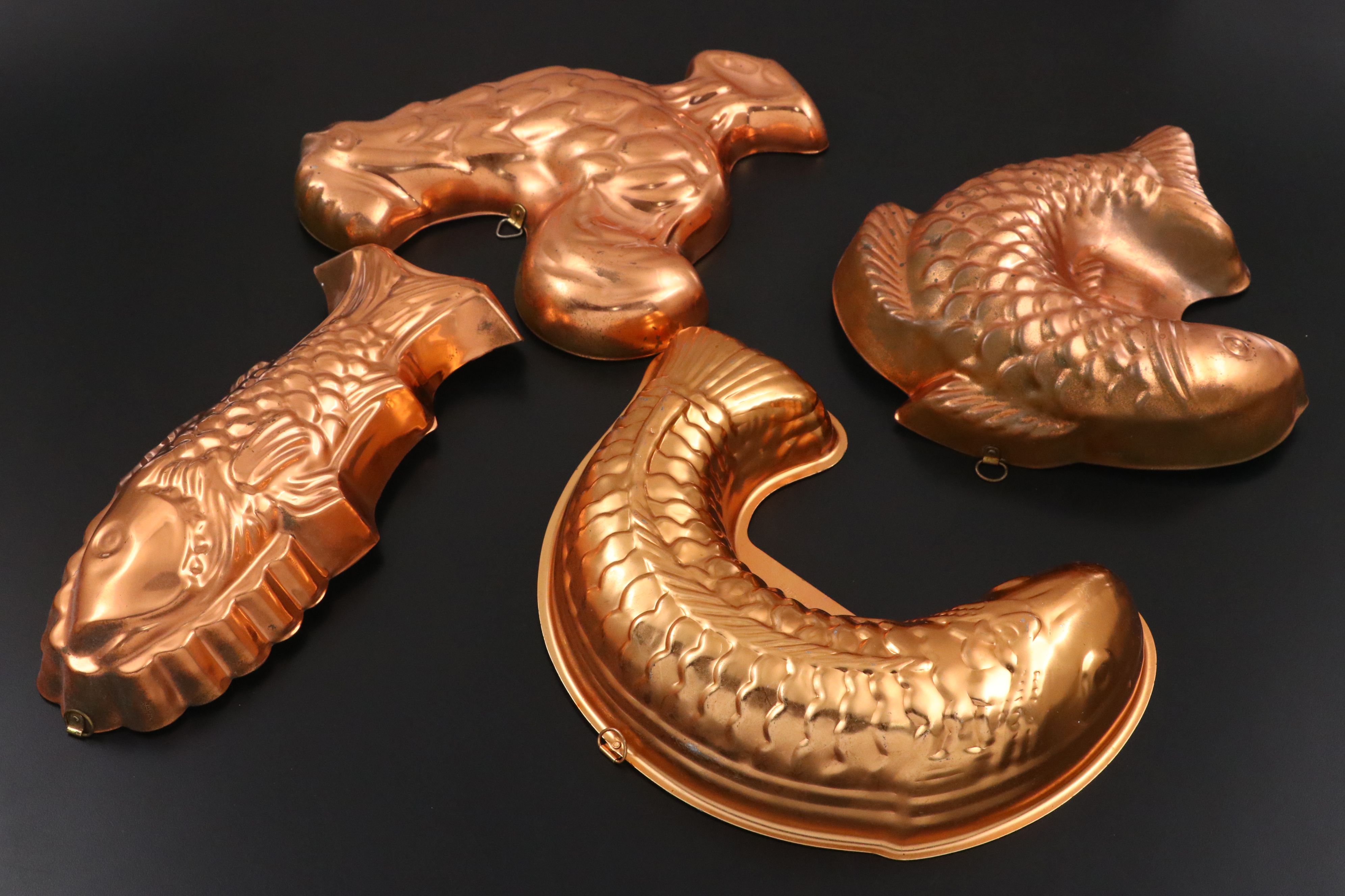 Fish, Rooster and More Vintage Copper Food Molds