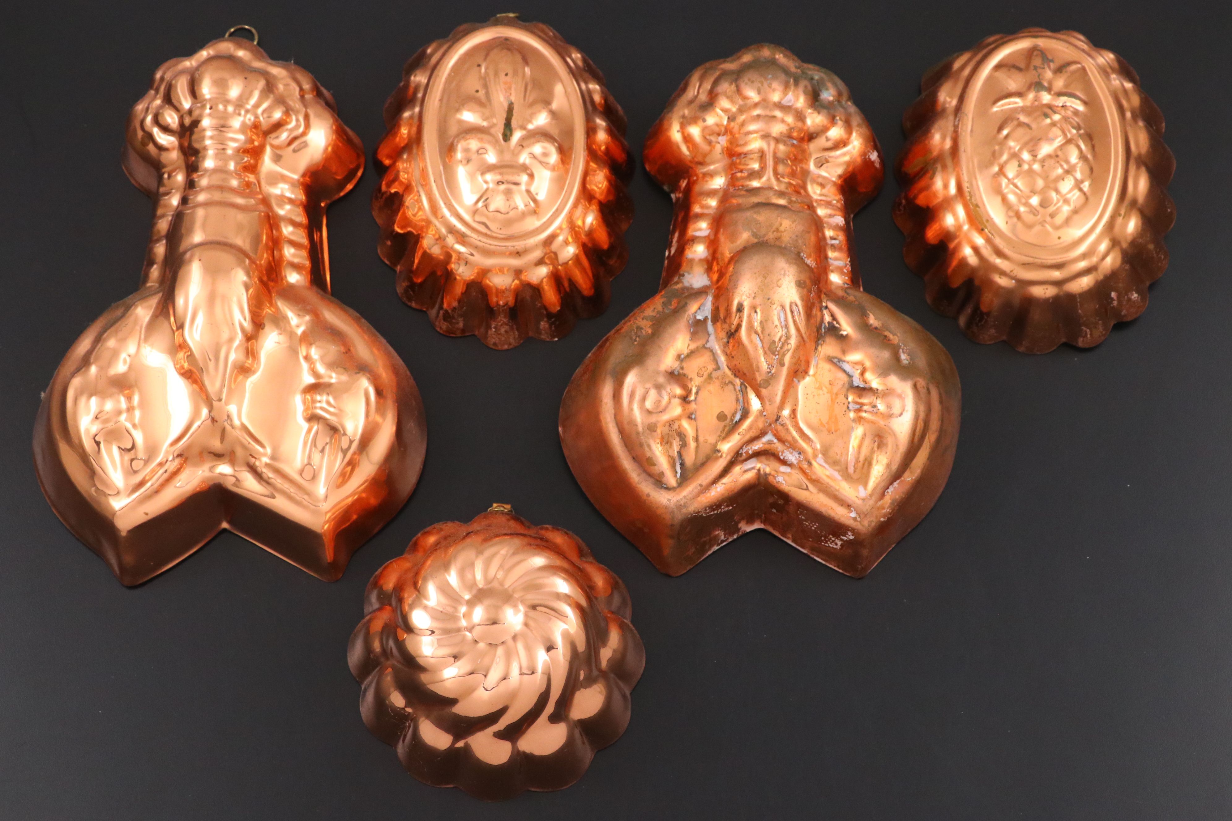 Fish, Rooster and More Vintage Copper Food Molds