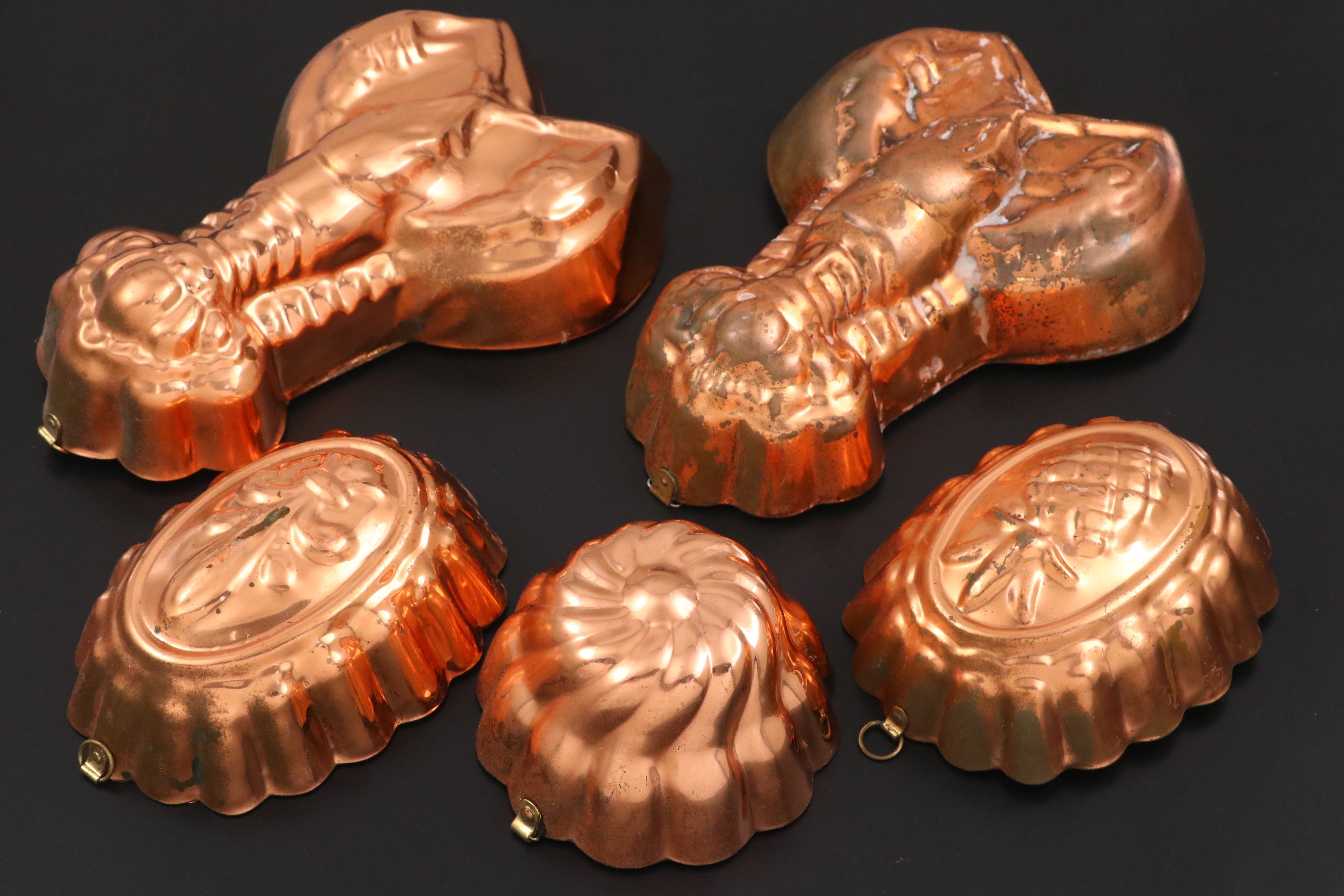 Fish, Rooster and More Vintage Copper Food Molds