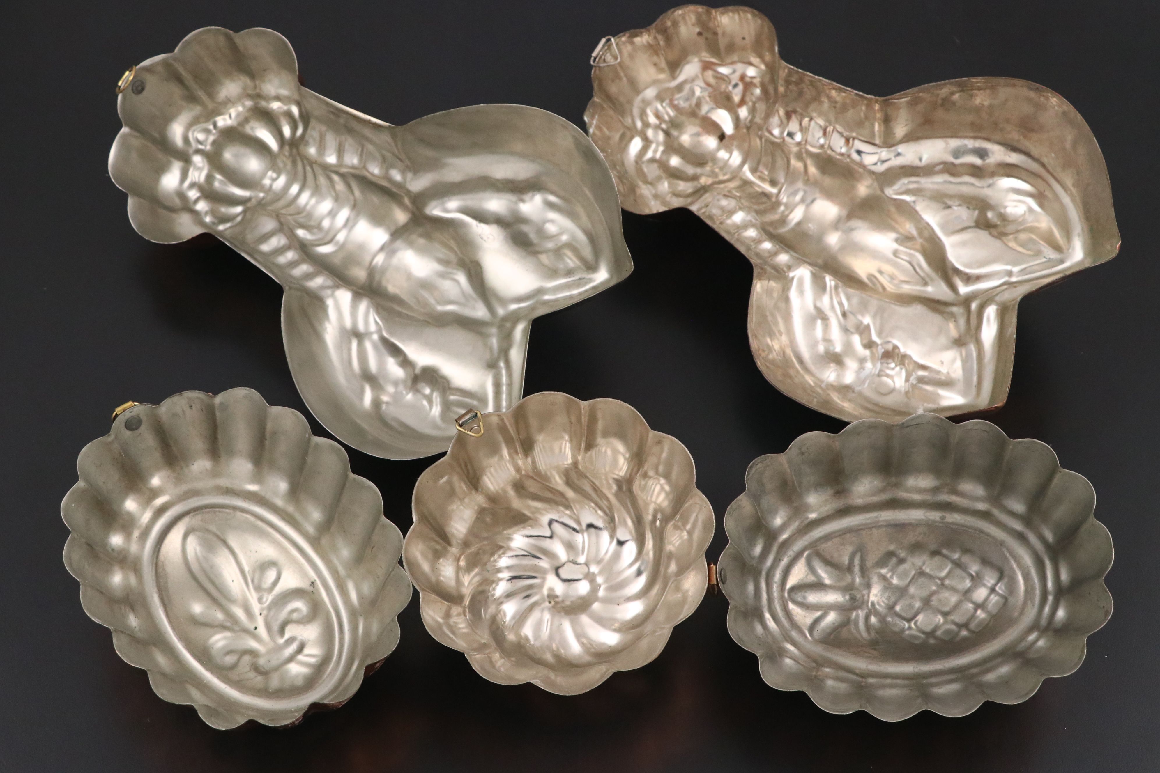 Fish, Rooster and More Vintage Copper Food Molds