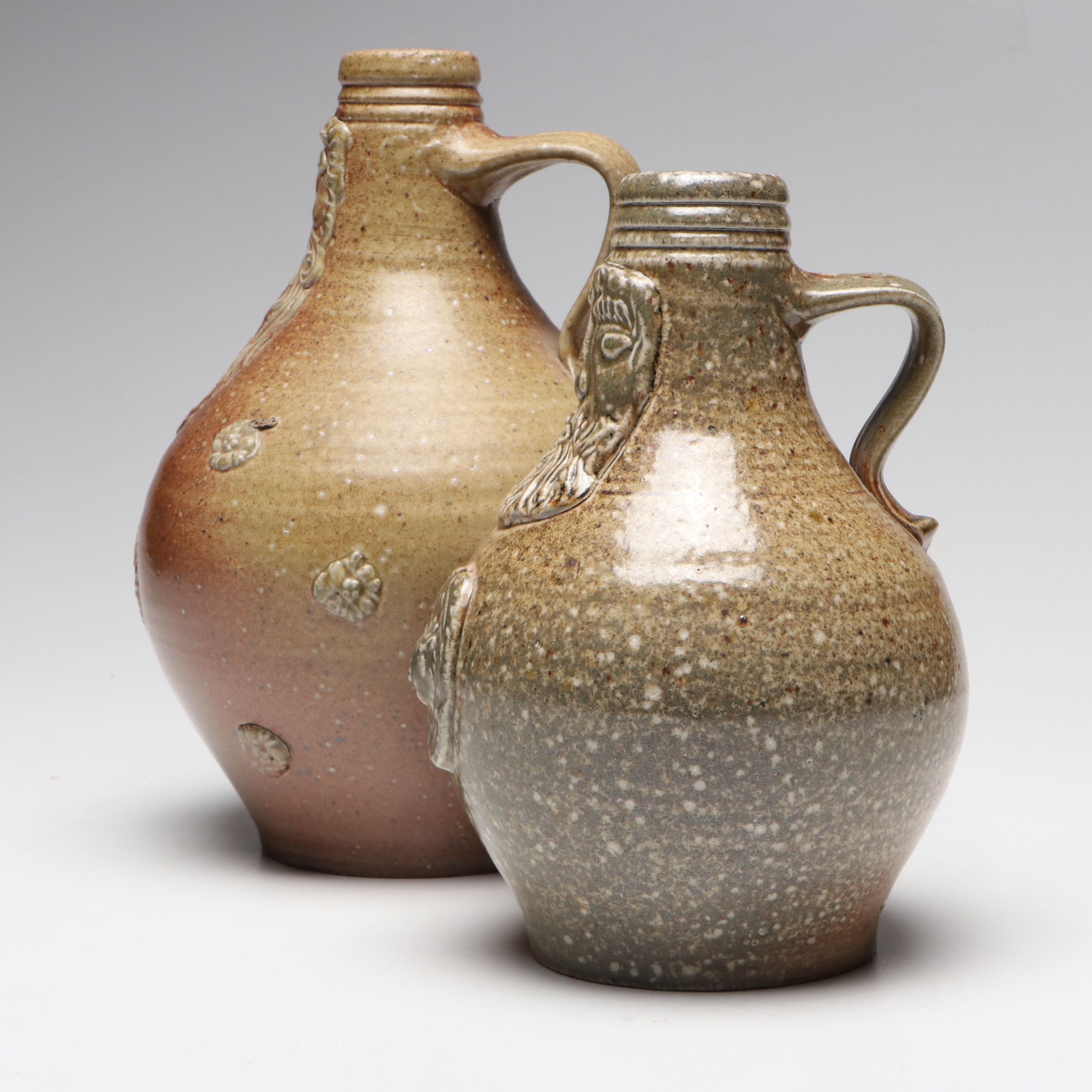 SJ Pottery Stoneware Reproduction Bartmann Jugs