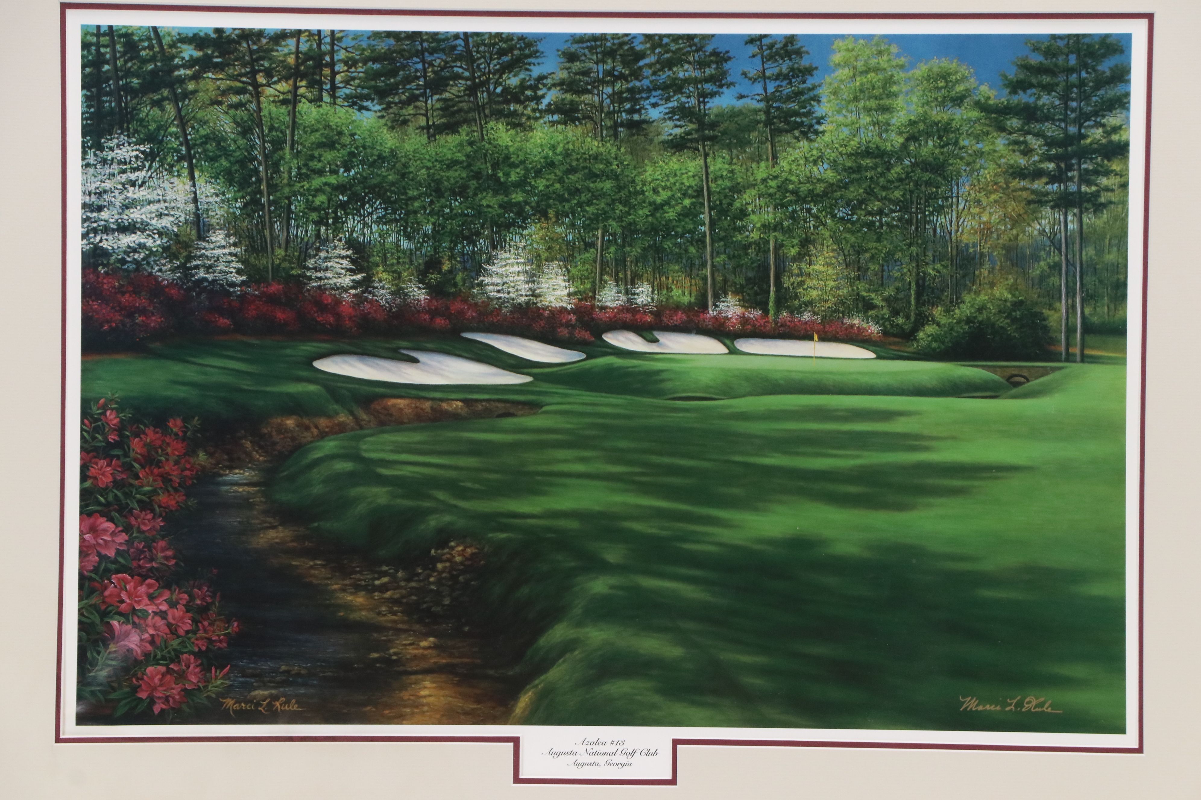 Marci Rule Offset Lithograph "Azalea #13 / Augusta National Golf Club," 21st C.