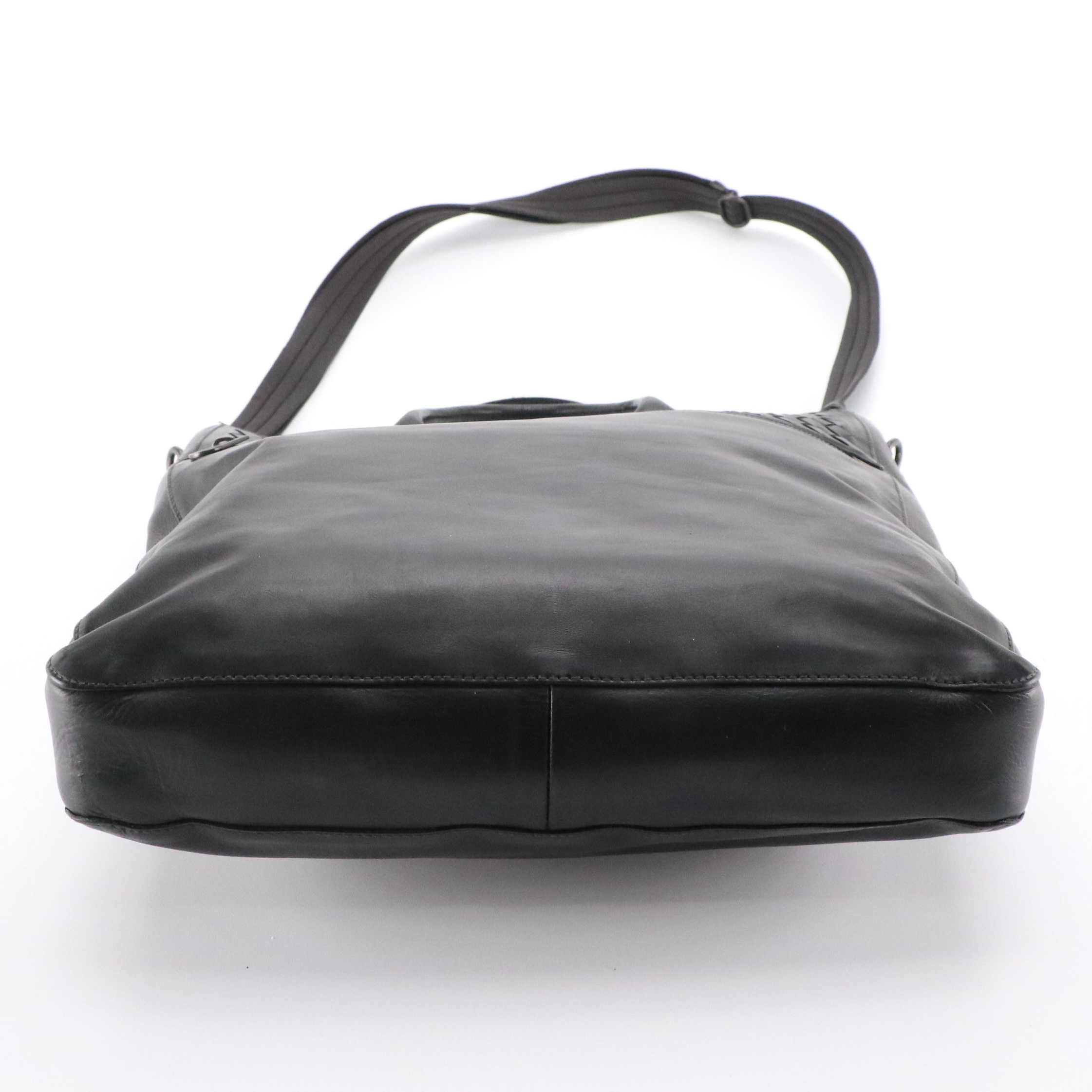 Bottega Veneta Two-Way Messenger Tote Bag in Black Leather & Intrecciato Accents