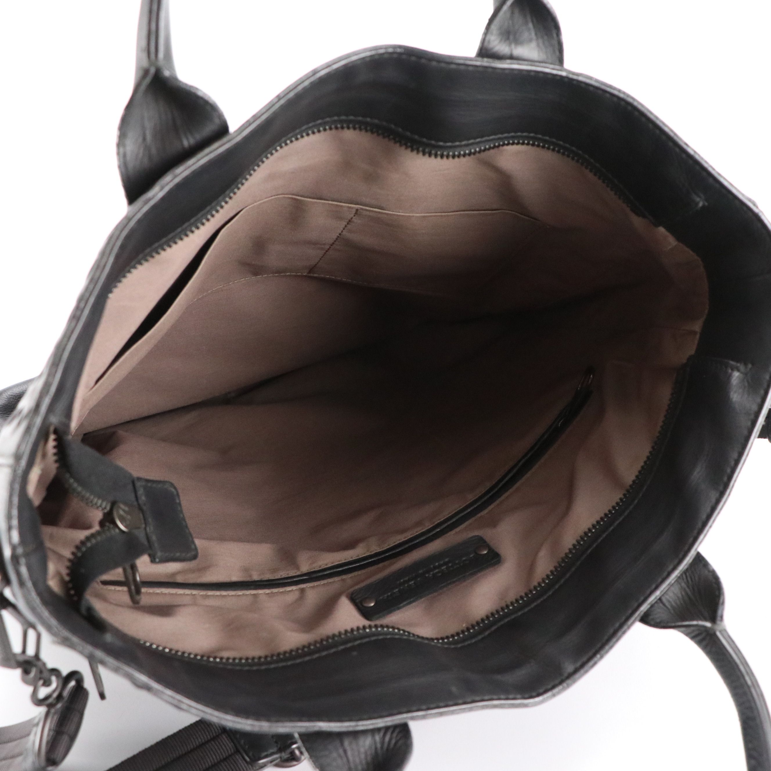 Bottega Veneta Two-Way Messenger Tote Bag in Black Leather & Intrecciato Accents