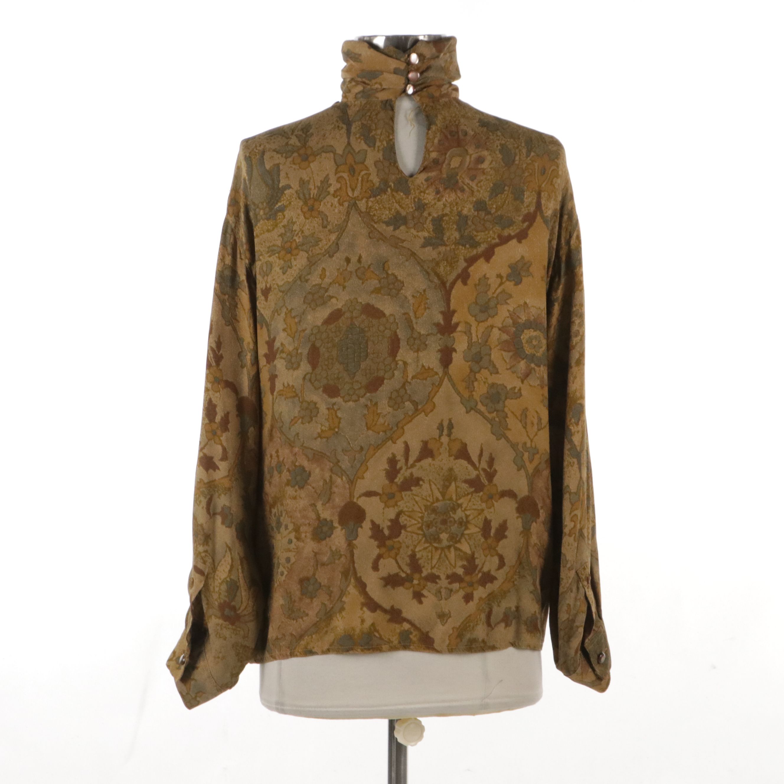 Max Mara Silk Floral Printed Long Sleeve Blouse