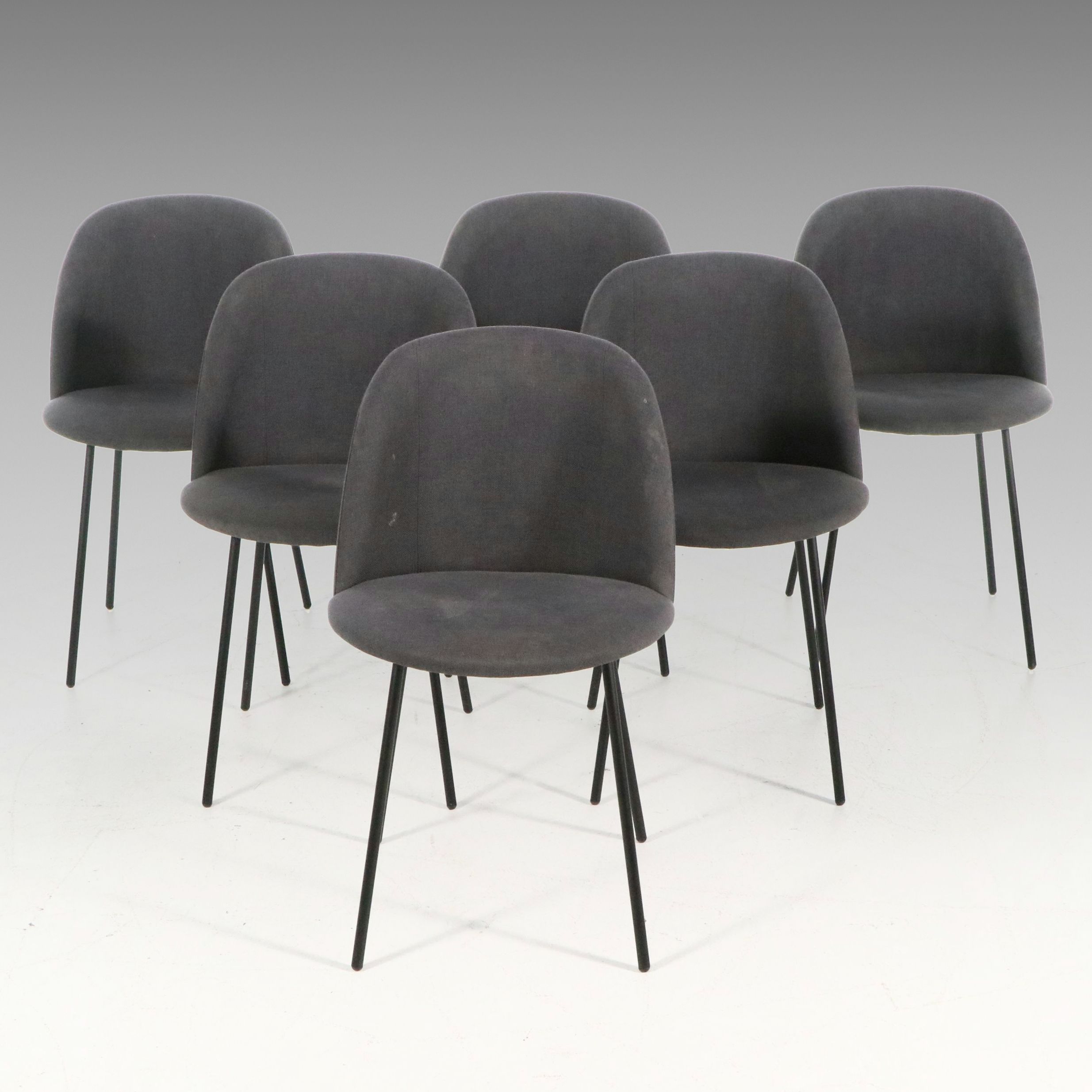 Set of Six Article "Svelti" Modern Upholstered Dining Chairs