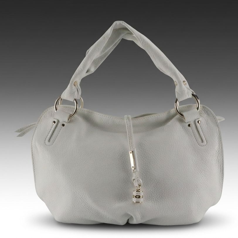 Celine Bittersweet Hobo Shoulder Bag in White Grained Calfskin Leather